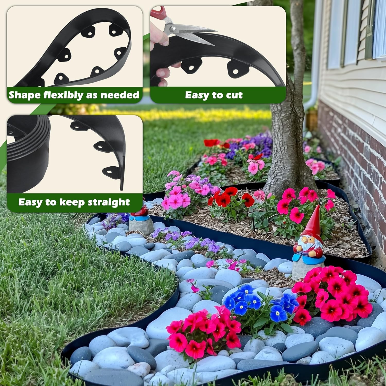 No Dig Landscape Edging Kit, 40-Foot Long, 3-Inch Tall Garden Edging Border and 100 pcs Landscape Edging Anchoring Spikes Bundle - Image 4