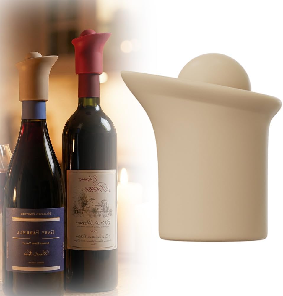 Silicone Wine Stopper for Wine Bottles, 2026 New Seal Bottle Cover Caps to Keep Wine Fresh, Upgrade Glass Bottle Sealer Covers Wine Stoppers for Home Use Cover Wine Bottle Caps (Khaki) - Image 1