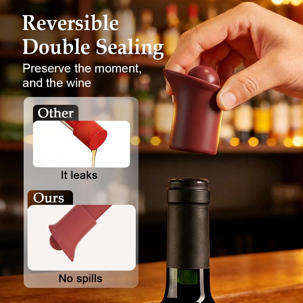 Silicone Wine Stopper for Wine Bottles, 2026 New Seal Bottle Cover Caps to Keep Wine Fresh, Upgrade Glass Bottle Sealer Covers Wine Stoppers for Home Use Cover Wine Bottle Caps (Khaki) - Image 3