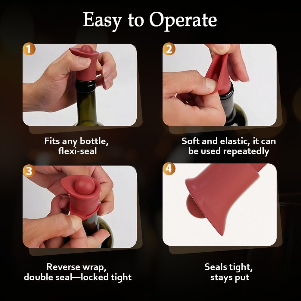 Silicone Wine Stopper for Wine Bottles, 2026 New Seal Bottle Cover Caps to Keep Wine Fresh, Upgrade Glass Bottle Sealer Covers Wine Stoppers for Home Use Cover Wine Bottle Caps (Khaki) - Image 4