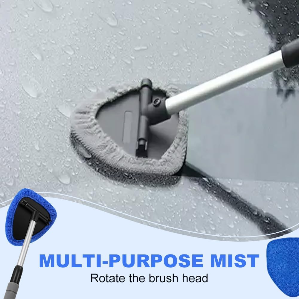Microfiber Car Windshield Cleaner Tool, 2025 Upgrade Car Window Cleaner Windshield Cleaner Inside Glass Wiper Kit, Reusable Washable Microfiber Pads and Extendable Handle (Black) - Image 3
