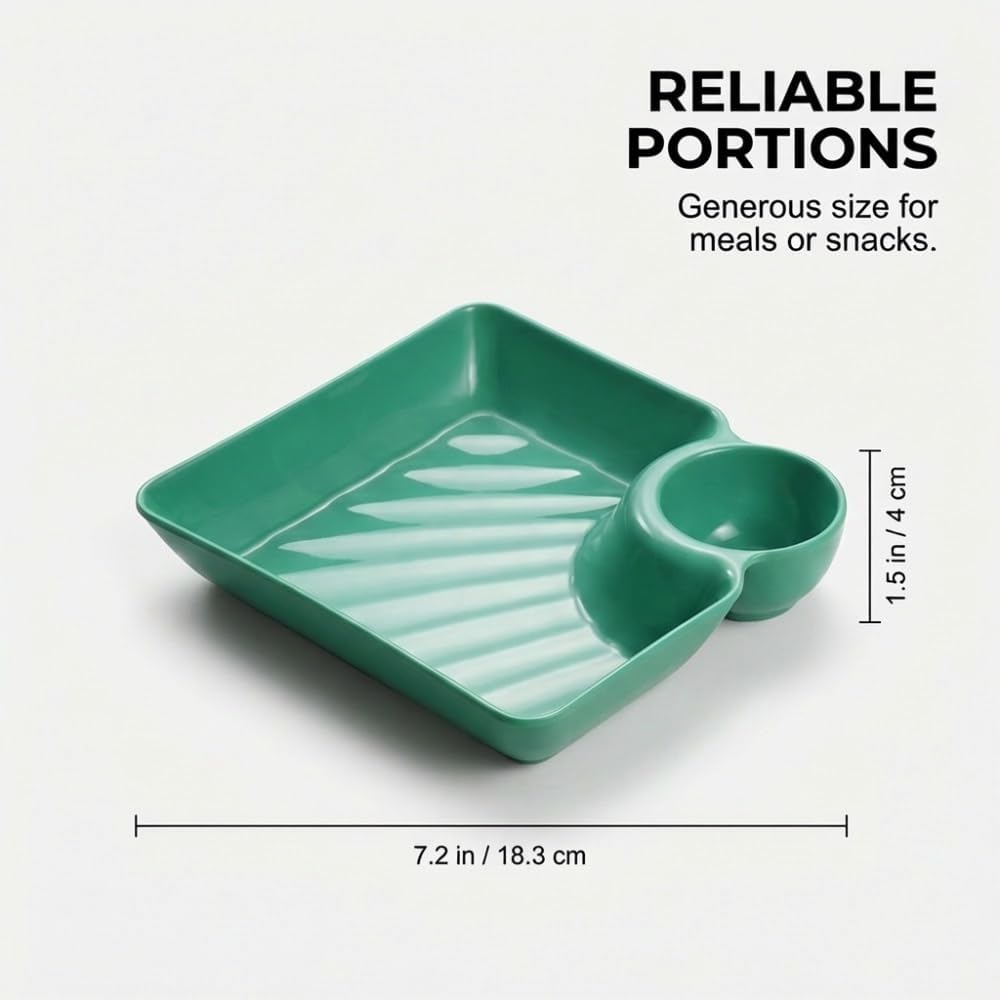 Sauce Separated Plate, 2026 New Plastic Dumpling Plates with Sauce Compartment, Upgrade Dumpling Plate with Dipping Saucer Chip and Dip Serving Dish Small Dip Tray for Appetizer (White) - Image 6