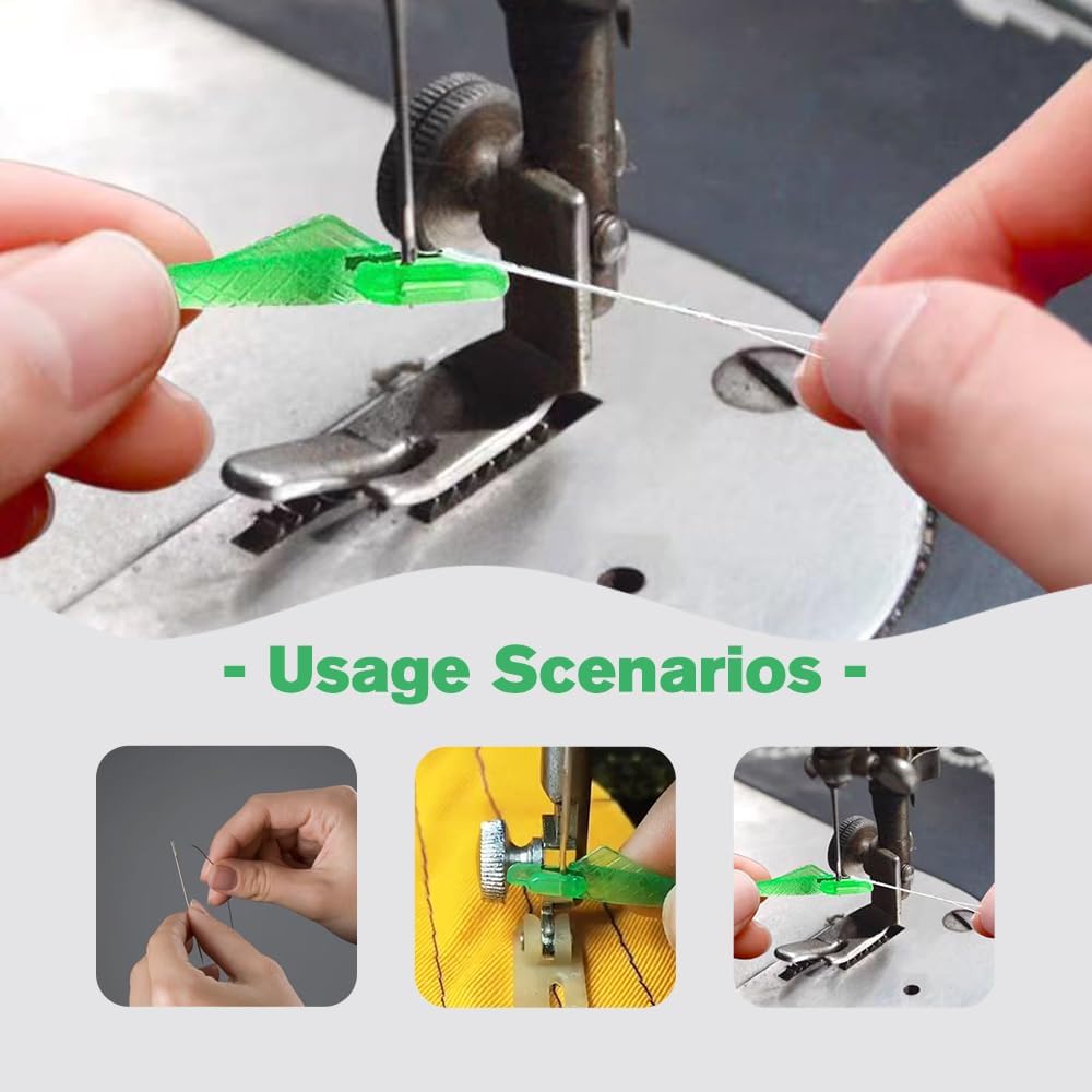 Fish Mouth Sewing Machine Needle Threader, Automatic Sewing Needle Threader Simple Needle Threader, 2024 Upgrade Loop Easy Selfthread Needle Quick Sewing Machine Threaders Tool 10PS (Green*10) - Image 5