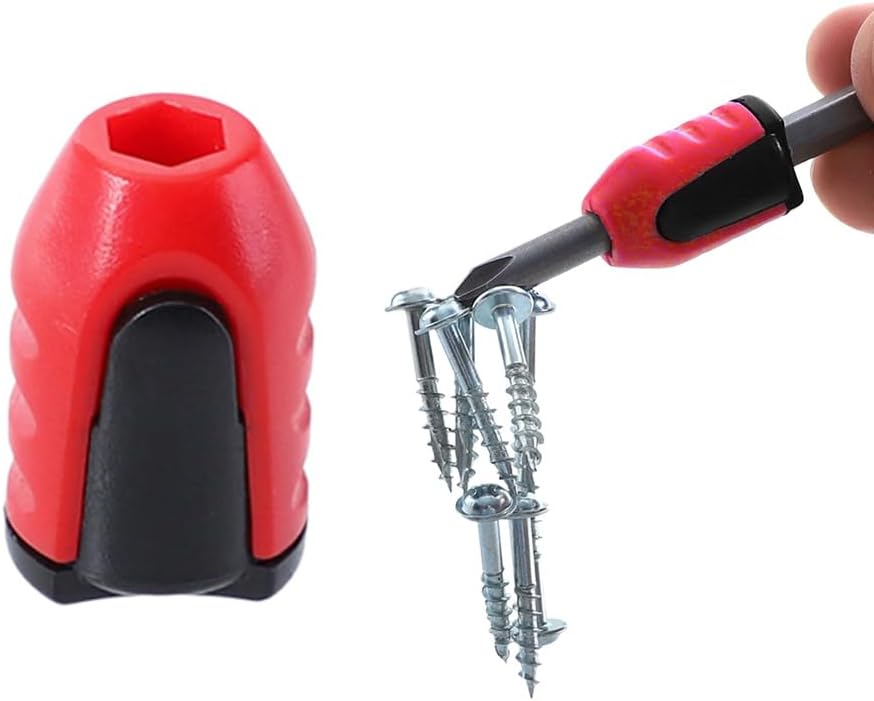 Screwdriver Head Magnetic Ring, Upgrade Magnetizer Screw Removable for Hex Screwdriver and Power Bits, 2024 Multipack Magnetic Screw Ring Holders Household Tool (1, Red) - Image 1