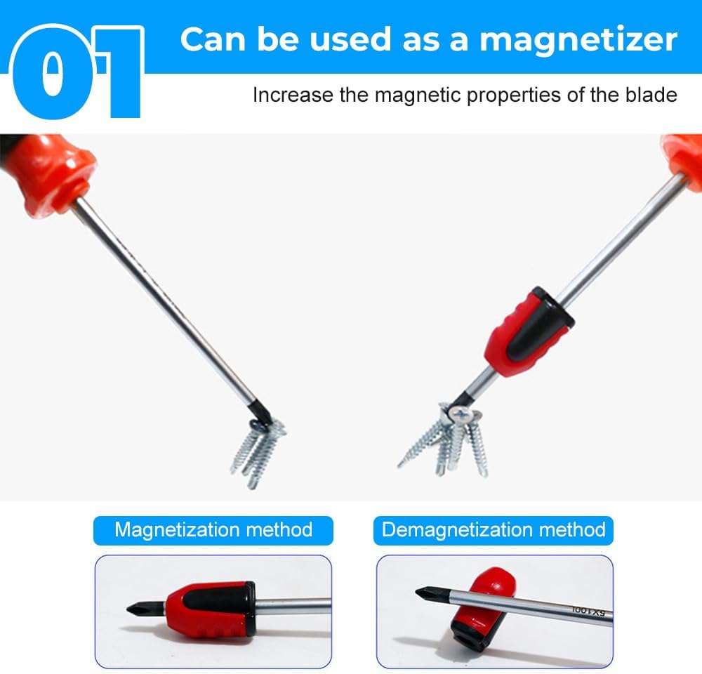 Screwdriver Head Magnetic Ring, Upgrade Magnetizer Screw Removable for Hex Screwdriver and Power Bits, 2024 Multipack Magnetic Screw Ring Holders Household Tool (1, Red) - Image 2