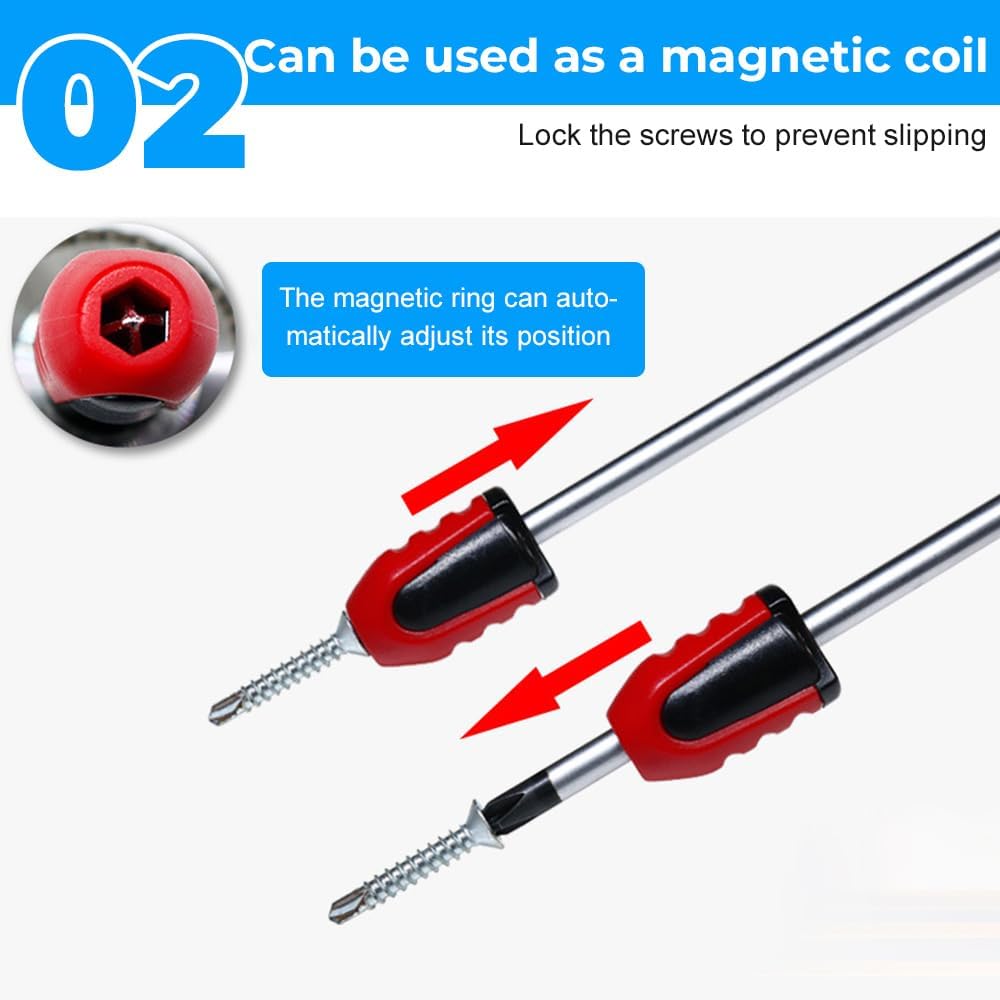 Screwdriver Head Magnetic Ring, Upgrade Magnetizer Screw Removable for Hex Screwdriver and Power Bits, 2024 Multipack Magnetic Screw Ring Holders Household Tool (1, Red) - Image 3