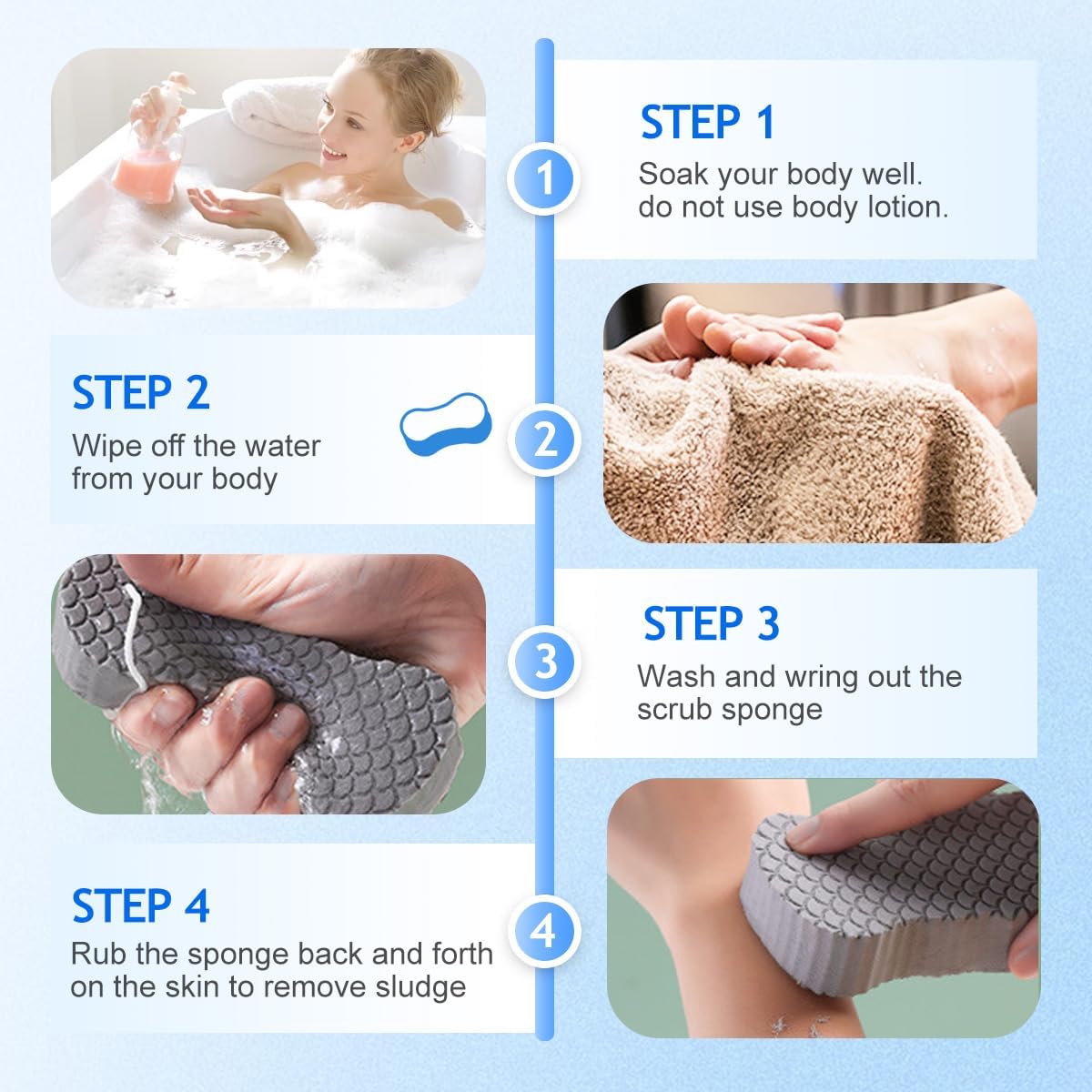 2026 New Magic Exfoliating Bath Sponge, Upgrade 3D Super Soft Exfoliating Bath Sponge Skin Friendly Reusable, Super Soft Exfoliating Bath Sponges (Blue) - Image 5