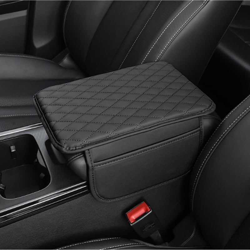 Memory Cotton Leather Car Armrest Box Pad, 2025 New Universal Style Memory Cotton Car Armrest Box Pad, Upgrade Vehicle Seat Box Cushion Protector for SUV Truck (Black) - Image 1