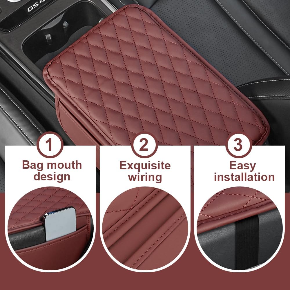 Memory Cotton Leather Car Armrest Box Pad, 2025 New Universal Style Memory Cotton Car Armrest Box Pad, Upgrade Vehicle Seat Box Cushion Protector for SUV Truck (Black) - Image 4