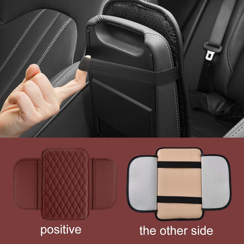 Memory Cotton Leather Car Armrest Box Pad, 2025 New Universal Style Memory Cotton Car Armrest Box Pad, Upgrade Vehicle Seat Box Cushion Protector for SUV Truck (Black) - Image 6