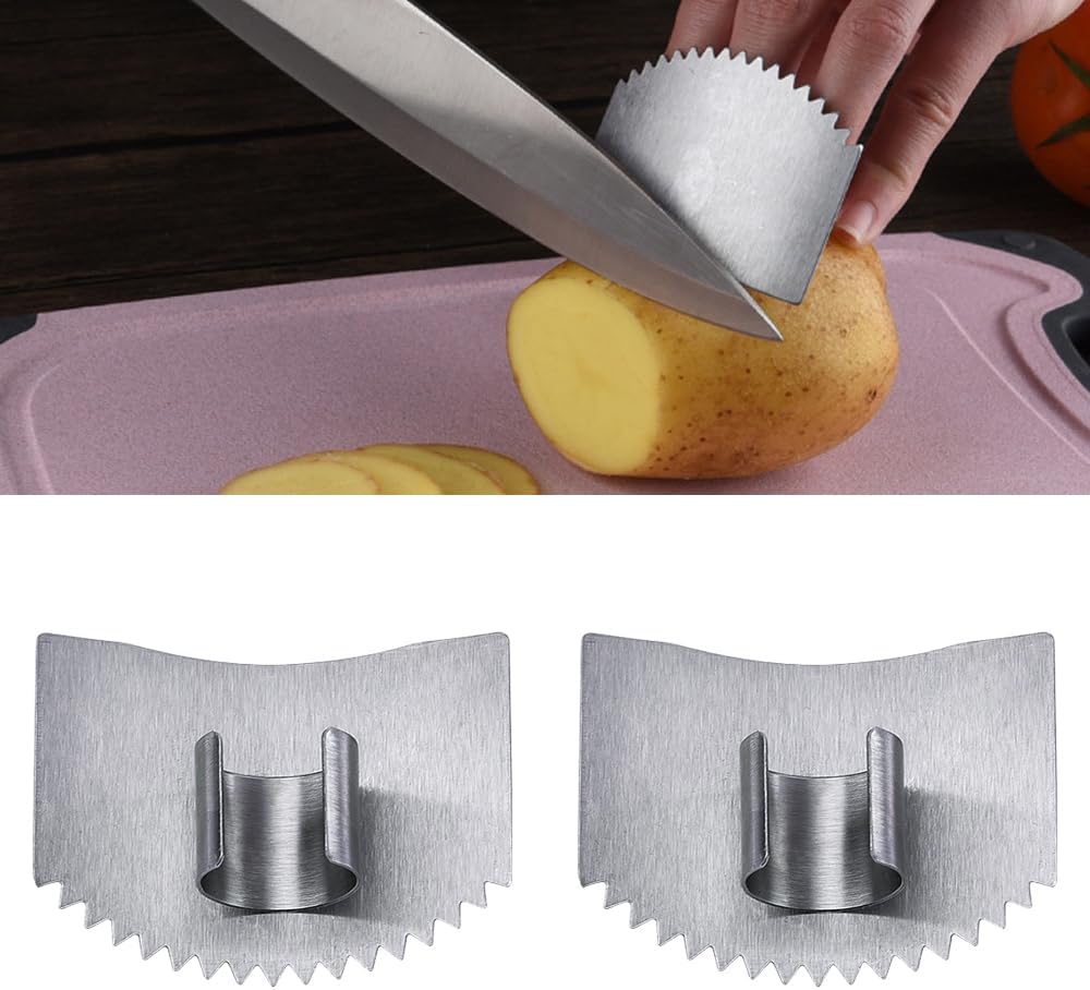 Stainless Steel Cutting Finger Guard, 2025 New Stainless Steel Finger Protector for Cutting, Upgrade Multipack Slicing Tool Finger Protector for Kitchen Protector Avoid Hurting (2) - Image 1