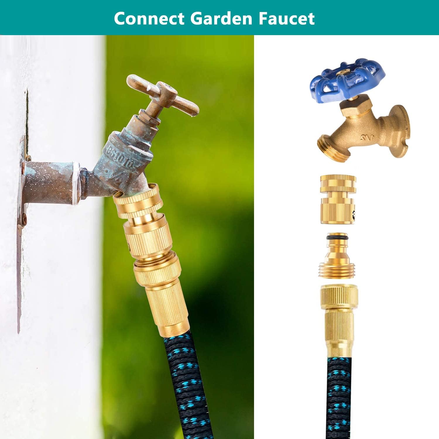 Garden Hose Quick Connector, Solid Brass 3/4 Inch Thread Fitting No-Leak Water Hose Female and Male Easy Connect (6 Sets) - Image 5