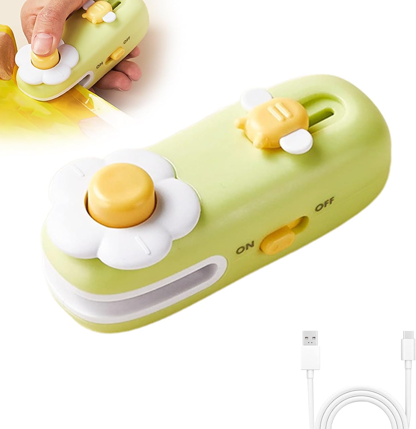 Upgraded Mini Bag Sealer, 2025 New 2 in 1 Bag Sealer Heat Seal with Cutter and Magnet, USB Rechargeable Chip Bag Sealer Heat Seal for Plastic Bags Snacks and Food Storage (Green) - Image 1