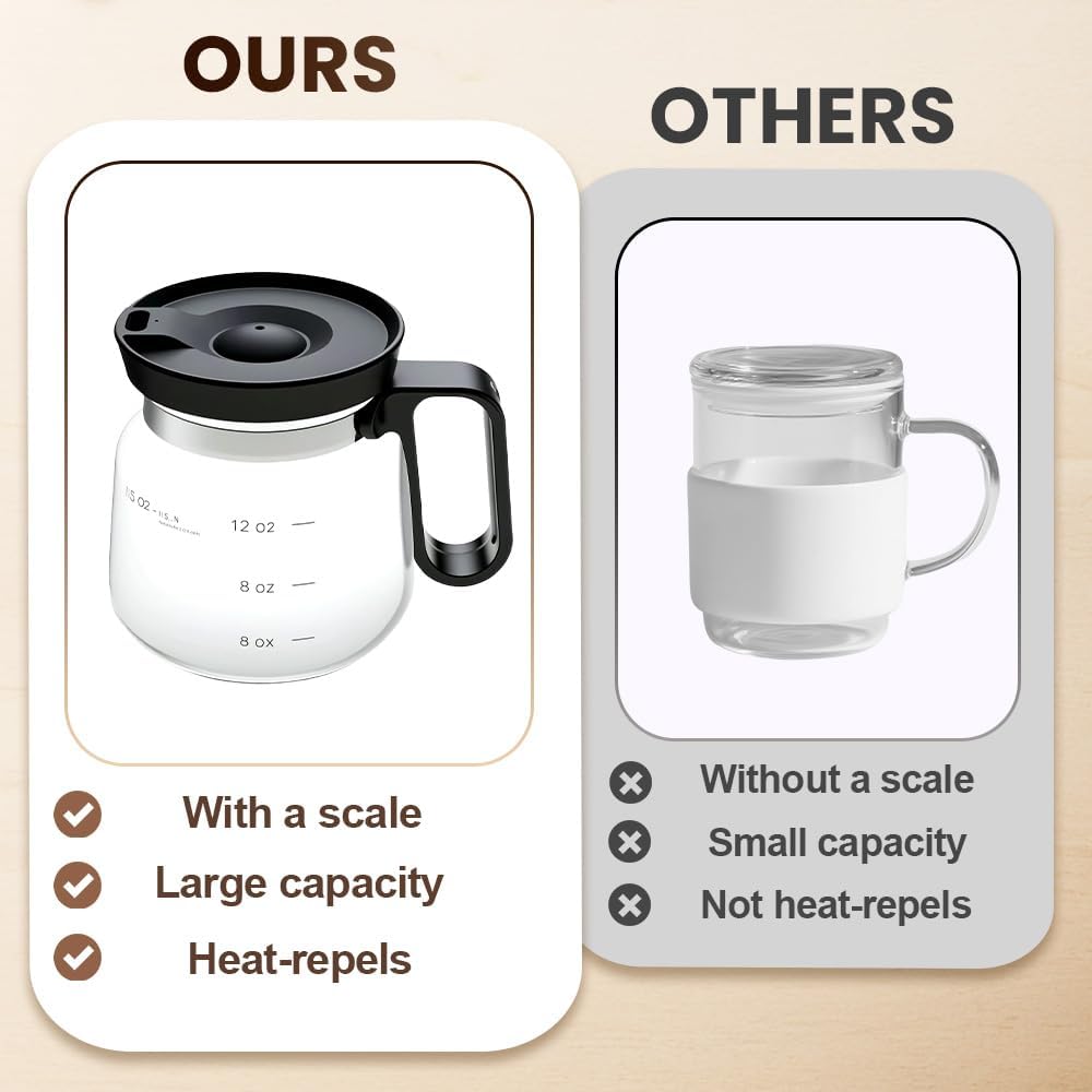 16 Oz Glass Coffee Mug Coffee Pot Style, 2025 New Mini Heatproof Large Capacity Clear Cup Mini Coffee Pot Mug, Upgrade Glass Coffee Mug in Coffee Pots Shape for Hot Chocolate (Black) - Image 4