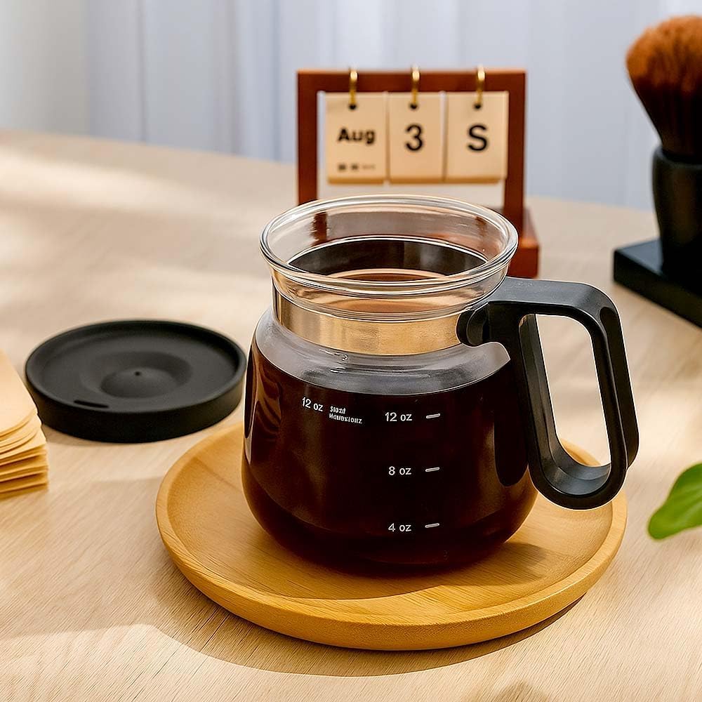 16 Oz Glass Coffee Mug Coffee Pot Style, 2025 New Mini Heatproof Large Capacity Clear Cup Mini Coffee Pot Mug, Upgrade Glass Coffee Mug in Coffee Pots Shape for Hot Chocolate (Black) - Image 6