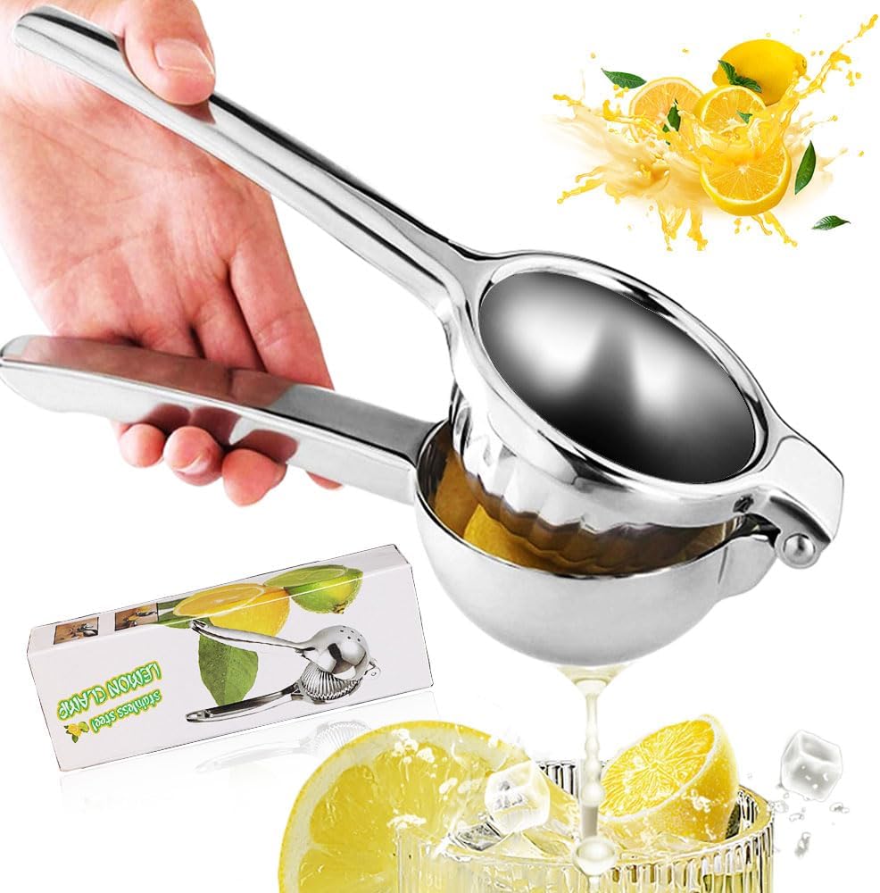 Handheld Lemon Squeezer, 2025 New Stainless Steel Lemon Lime Squeezer Citrus Juicer, Upgrade Heavy Duty Solid Metal Squeezer Bowl Solid Metal Hand Juicer (1, Sliver) - Image 1