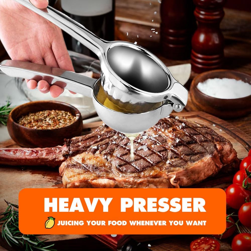 Handheld Lemon Squeezer, 2025 New Stainless Steel Lemon Lime Squeezer Citrus Juicer, Upgrade Heavy Duty Solid Metal Squeezer Bowl Solid Metal Hand Juicer (1, Sliver) - Image 2