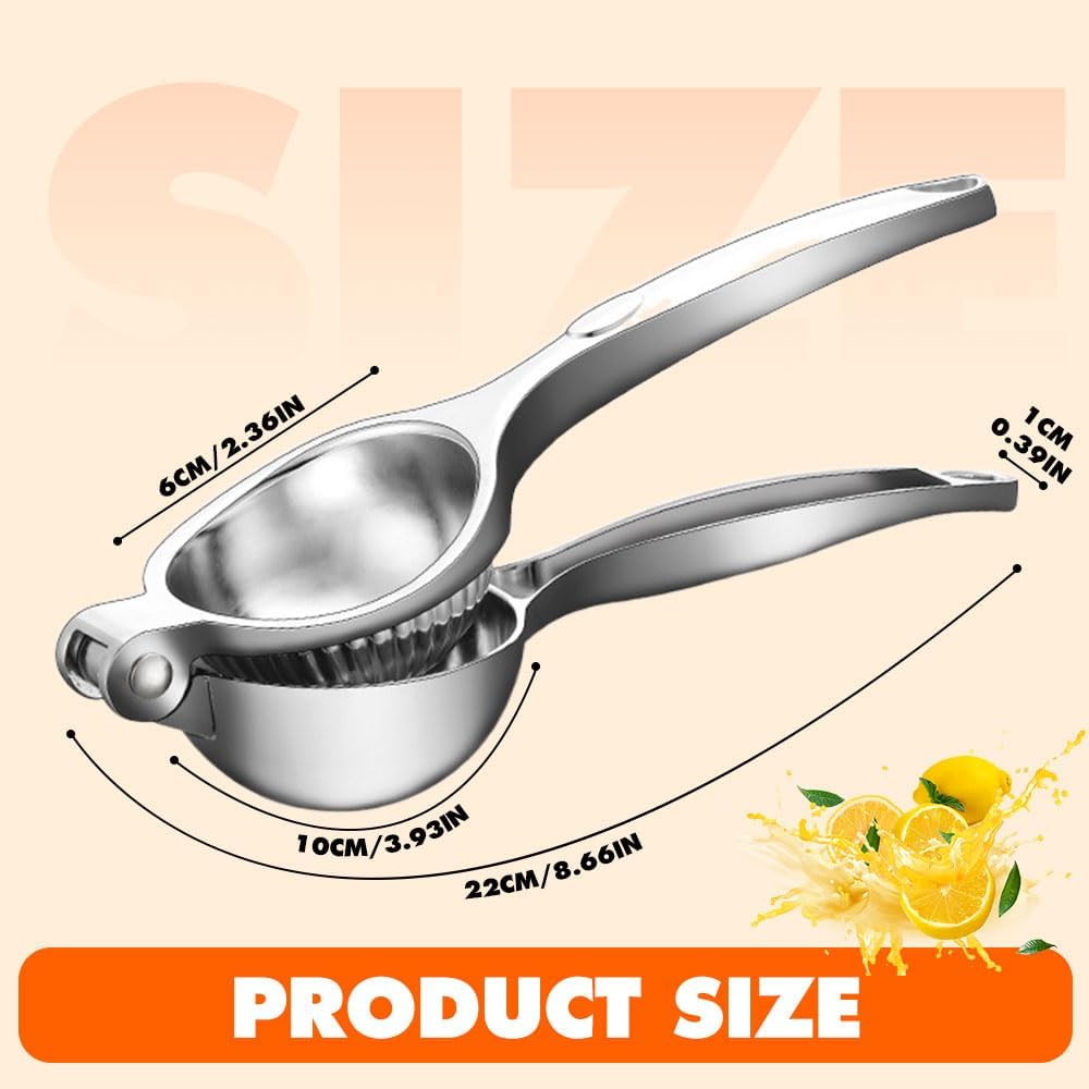 Handheld Lemon Squeezer, 2025 New Stainless Steel Lemon Lime Squeezer Citrus Juicer, Upgrade Heavy Duty Solid Metal Squeezer Bowl Solid Metal Hand Juicer (1, Sliver) - Image 4