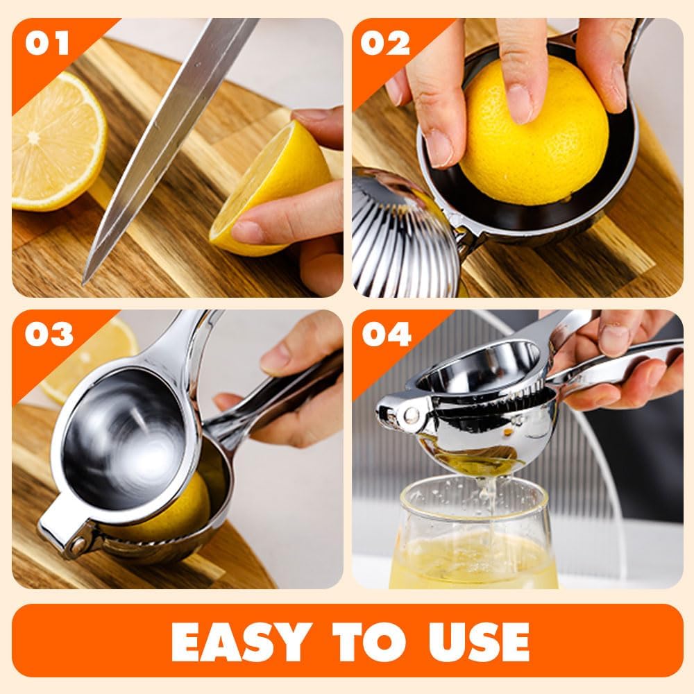 Handheld Lemon Squeezer, 2025 New Stainless Steel Lemon Lime Squeezer Citrus Juicer, Upgrade Heavy Duty Solid Metal Squeezer Bowl Solid Metal Hand Juicer (1, Sliver) - Image 5