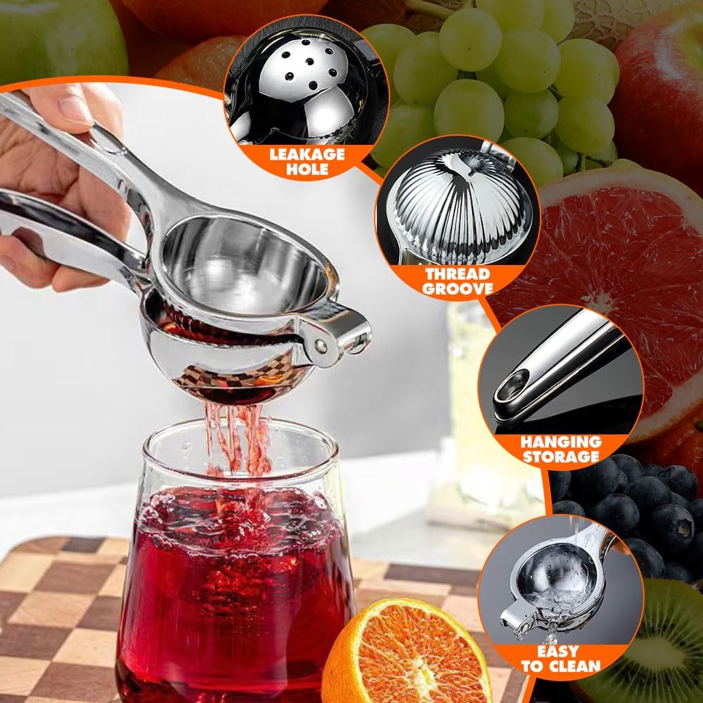 Handheld Lemon Squeezer, 2025 New Stainless Steel Lemon Lime Squeezer Citrus Juicer, Upgrade Heavy Duty Solid Metal Squeezer Bowl Solid Metal Hand Juicer (1, Sliver) - Image 6