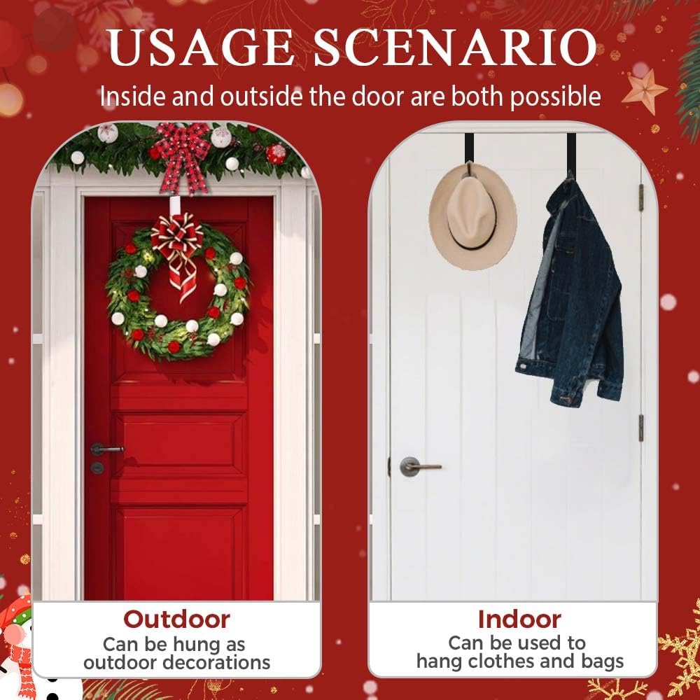 2025 New Over The Door Hooks 4 Pack, Upgrade Garland and Stocking Mantel Holders, Christmas Decorations Garland Stocking Holder Garland Hanger Dual Purpose Dorm Essentials (White) - Image 4