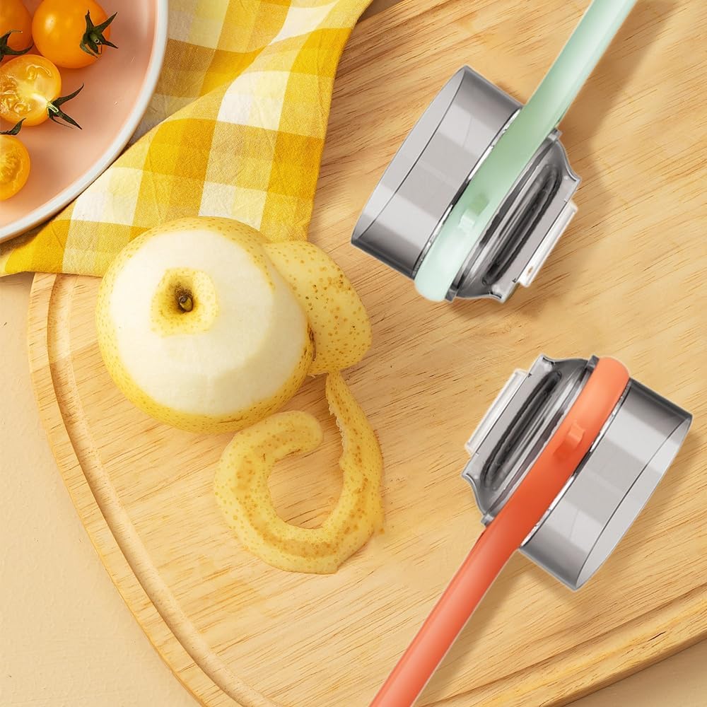 Kitchen Special Fruit Peeler with Box Storage, Upgrade Vegetable Peeler with Catcher Peeler with Storage Bucket, 2026 New Double-Sided Stainless Steel Multi-Function Peelers (Green+Orange) - Image 5