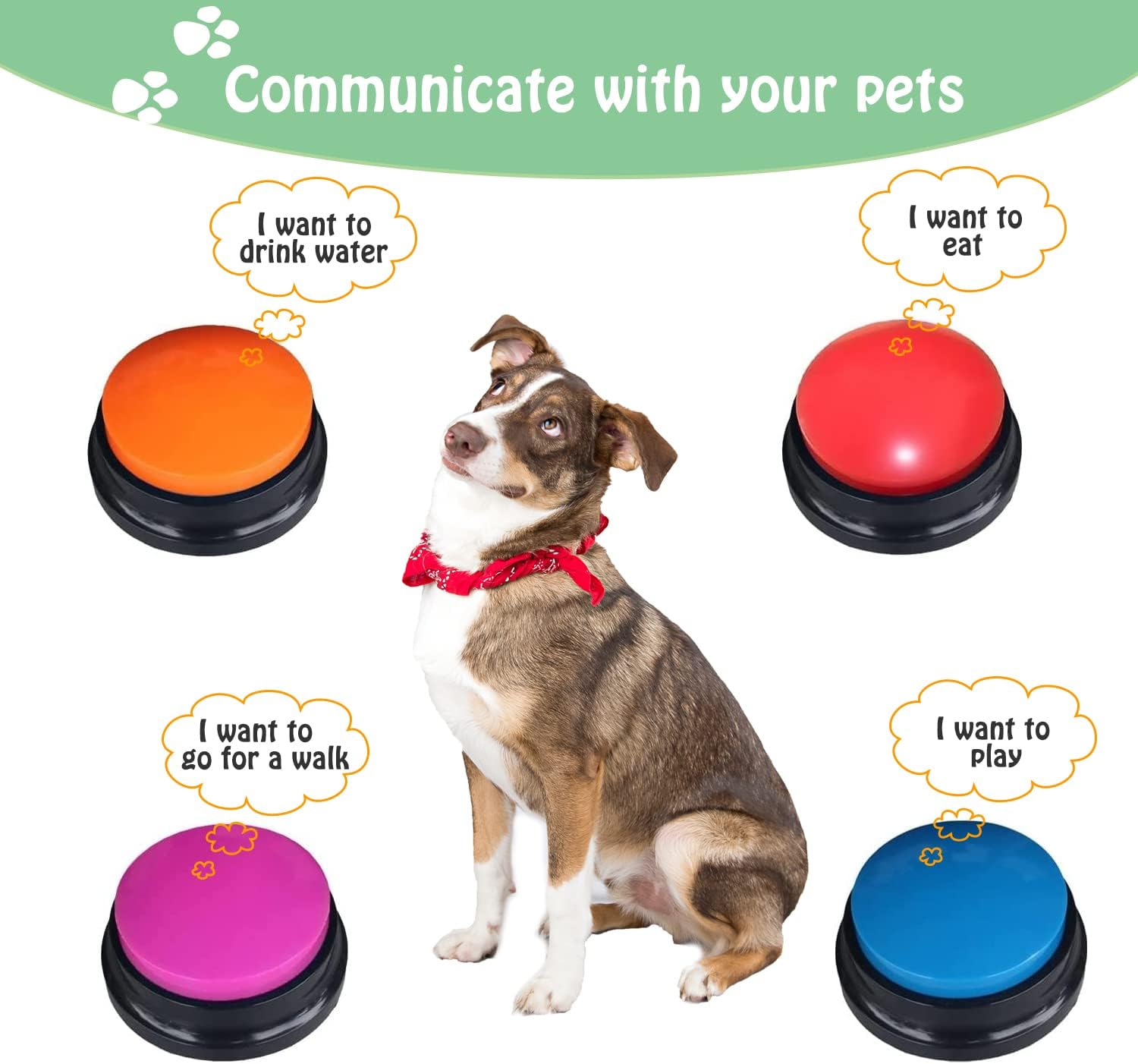 Voice Recording Button for Communication Pet Training Buzzer,30 Second Record&Playback Dog Toy,Voice Recording Clicker for Cat,Puppy,Pet Trainin,Funny Gift for Study Office Home 8Pcs - Image 3