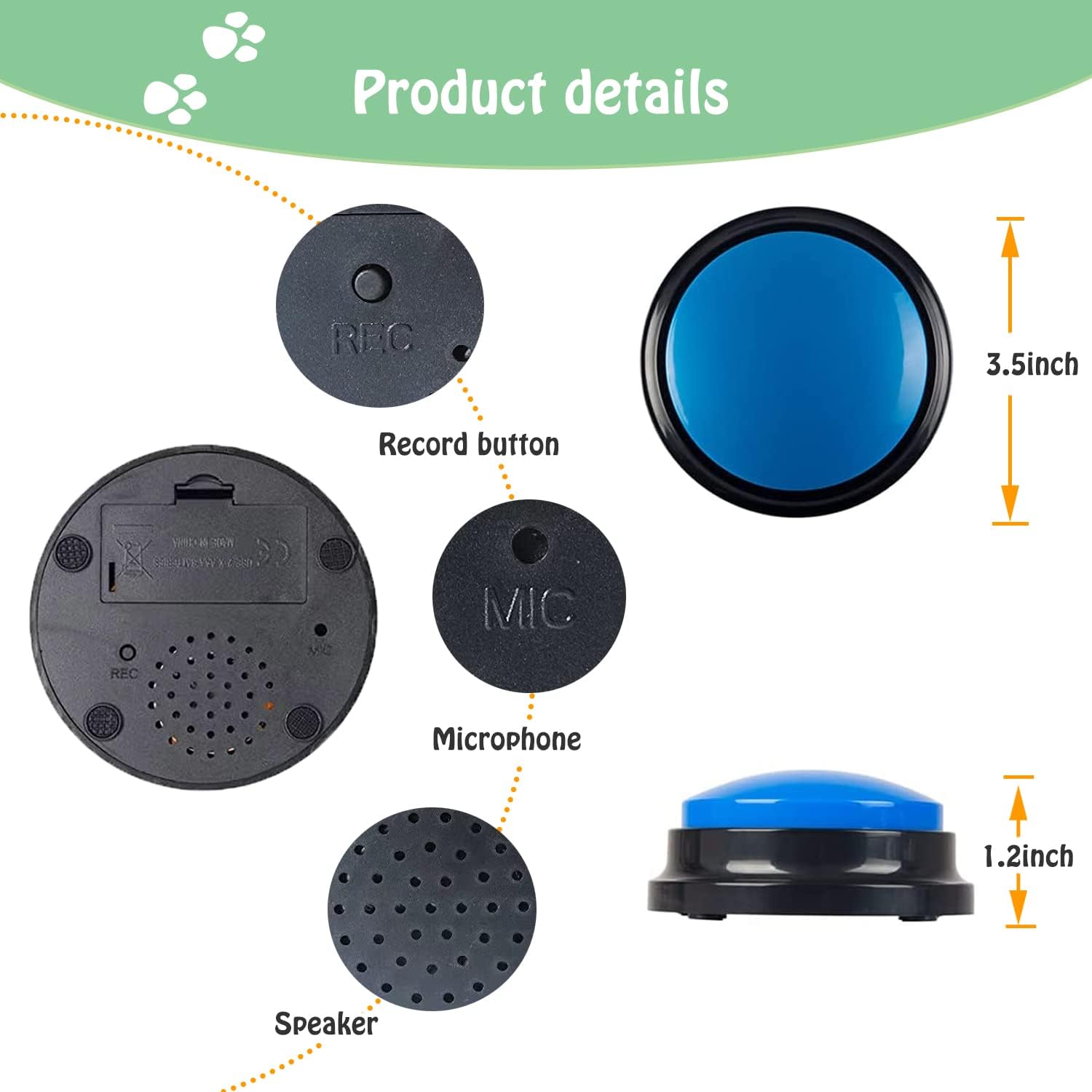 Voice Recording Button for Communication Pet Training Buzzer,30 Second Record&Playback Dog Toy,Voice Recording Clicker for Cat,Puppy,Pet Trainin,Funny Gift for Study Office Home 8Pcs - Image 4