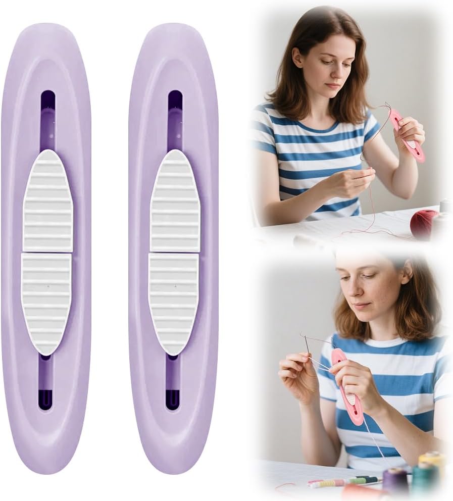 2 in 1 Needle Threader Seam Ripper Tool, 2025 New Needle Threaders Seam Rippers for Sewing, Upgrade Needle Threading and Seam Kit Seam Ripper Tool for Elderly and Sewing Enthusiasts (Purple X2) - Image 1