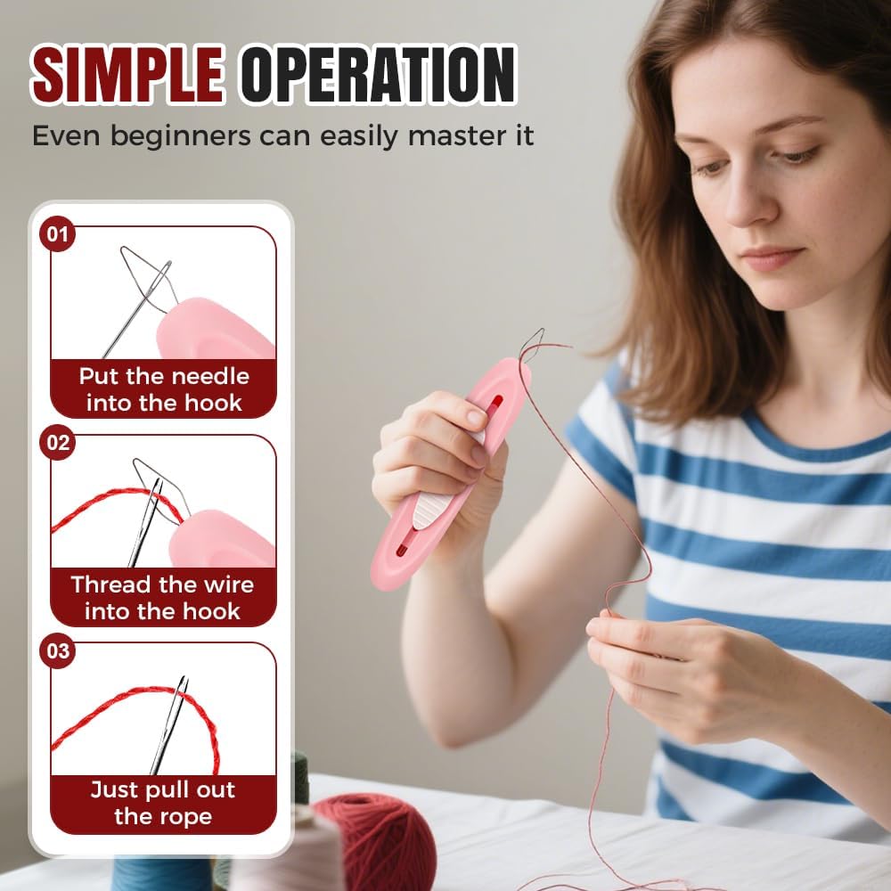 2 in 1 Needle Threader Seam Ripper Tool, 2025 New Needle Threaders Seam Rippers for Sewing, Upgrade Needle Threading and Seam Kit Seam Ripper Tool for Elderly and Sewing Enthusiasts (Purple X2) - Image 3