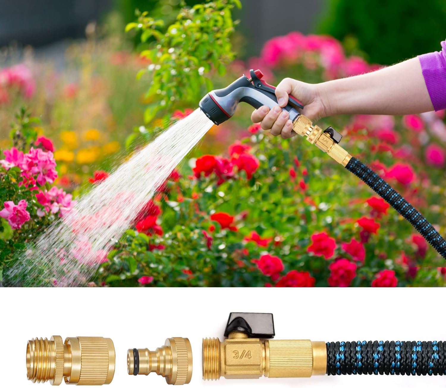 Garden Hose Quick Connector, Solid Brass 3/4 Inch Thread Fitting No-Leak Water Hose Female and Male Easy Connect (6 Sets) - Image 4