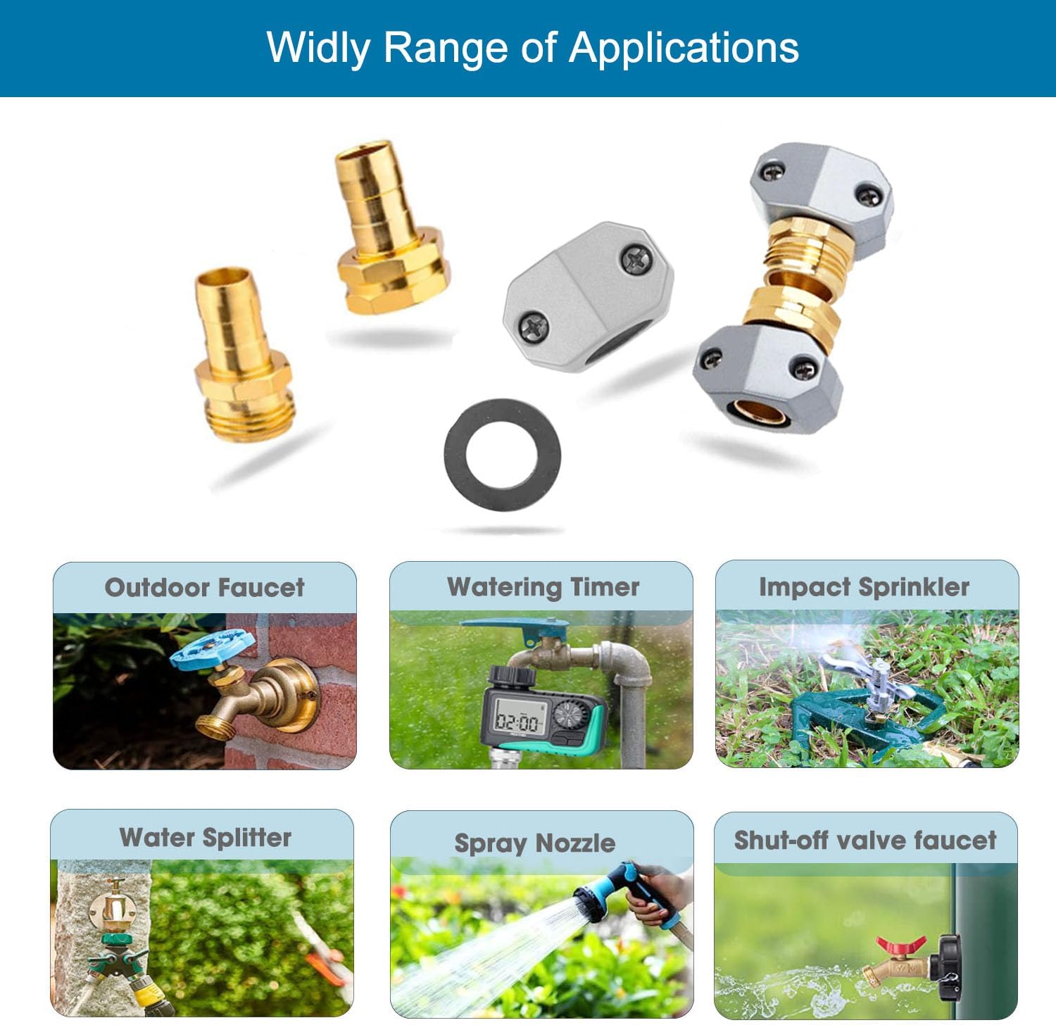 (4 Sets) Garden Hose Repair Connector Fitting, Aluminum Female and Male With Zinc Clamp Water Hose End Repair Connector Fit 3/4 Inch or 5/8 Inch Garden Hose - Image 5