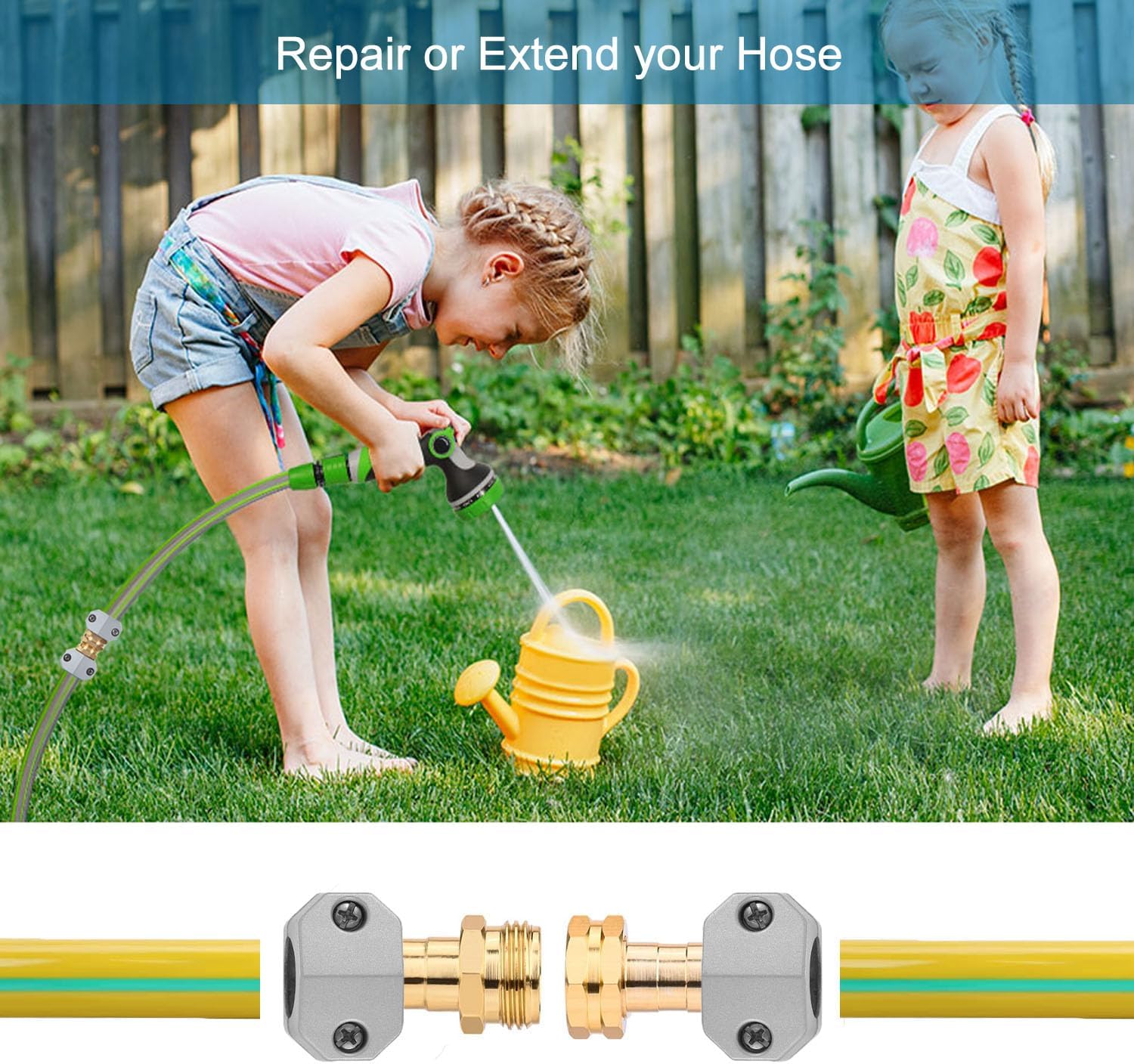 (4 Sets) Garden Hose Repair Connector Fitting, Aluminum Female and Male With Zinc Clamp Water Hose End Repair Connector Fit 3/4 Inch or 5/8 Inch Garden Hose - Image 6