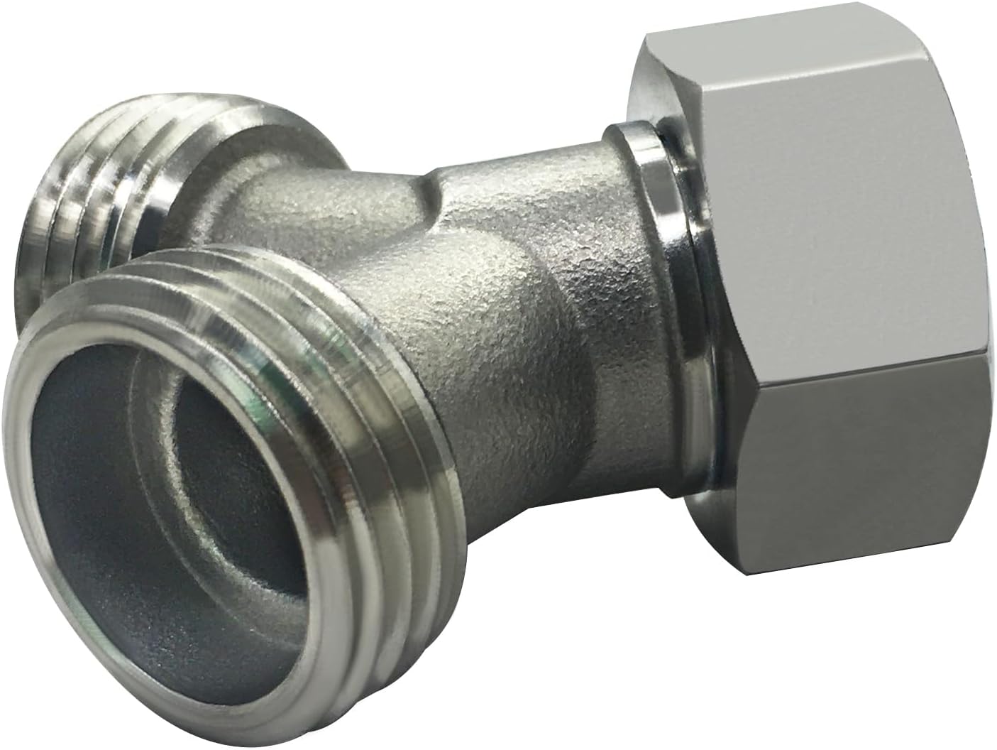 Stainless Steel Garden Hose Splitter 2 Way Y Connector Heavy Duty for Outdoor Garden Faucet Hose Bib - Image 3