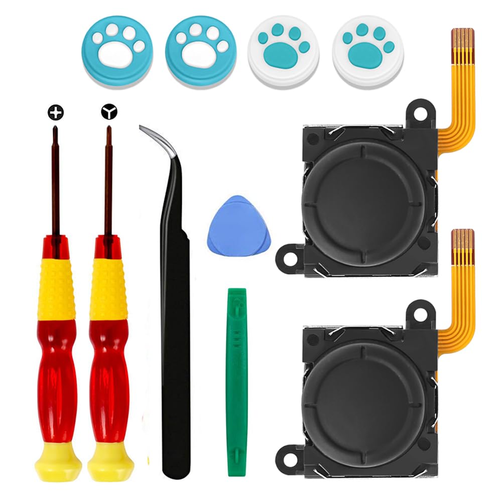 2pcs Replacement Hall Effect Joystick for Nintendo Switch/Switch OLED Model/Switch Lite Joy-Con Controller, Thumb Stick Analog Drift Repair Kit Y1.5 / +1.5 Screwdriver/Pry Fix Tools - Image 1