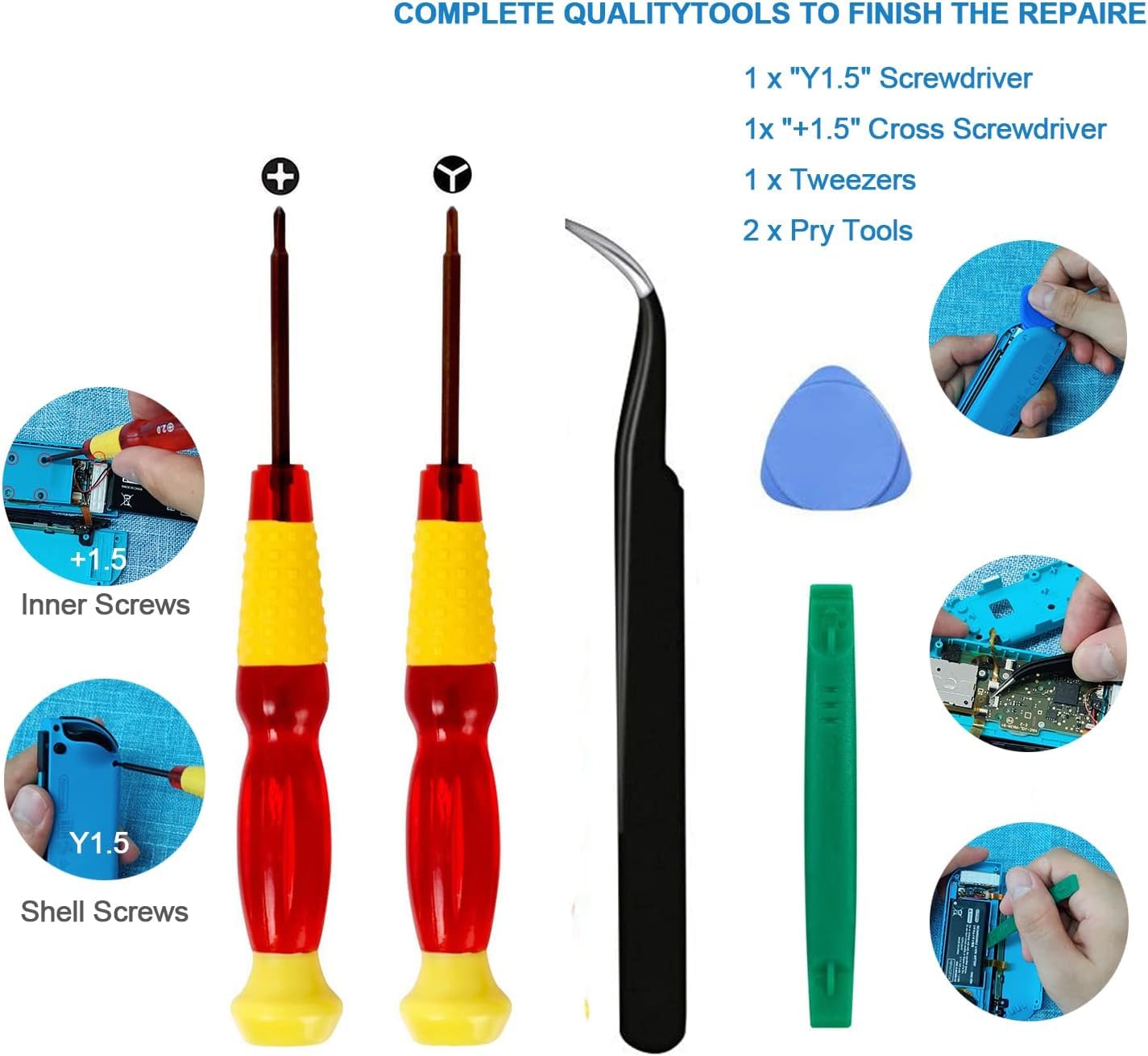 2pcs Replacement Hall Effect Joystick for Nintendo Switch/Switch OLED Model/Switch Lite Joy-Con Controller, Thumb Stick Analog Drift Repair Kit Y1.5 / +1.5 Screwdriver/Pry Fix Tools - Image 4