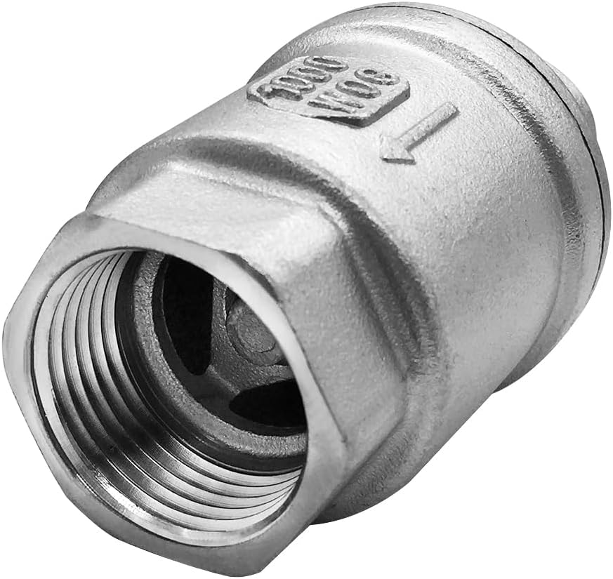 Stainless 1 NPT Threaded Check Valve Non Return One Way Horizontal Vertical Inline Water Spring Check Valve for Well, Pump, Tank, Backflow Prevention - Image 1