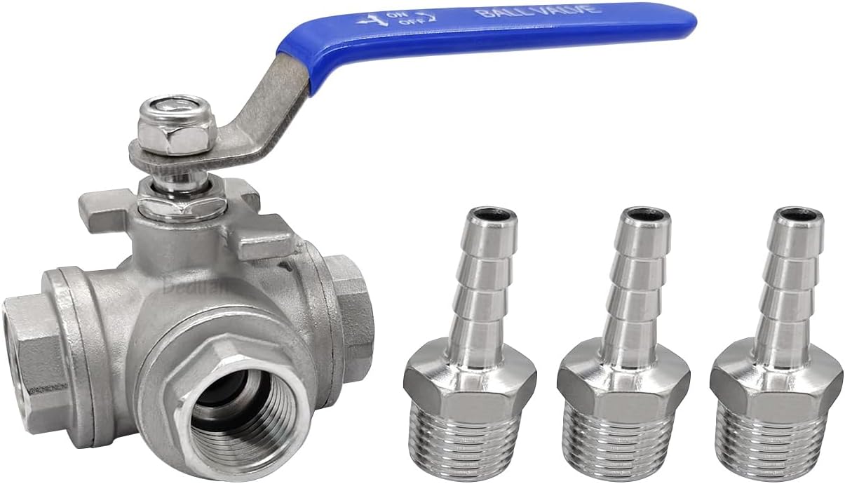 3 Way Shut Off Ball Valve with 3/8