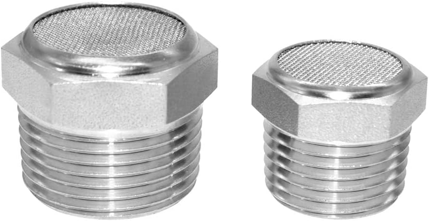 316 Stainless Steel Air Pneumatic Mufflers 1/2 NPT Male Thread Sintered Exhaust Muffler Silencer Flat (Pack of 2) - Image 3