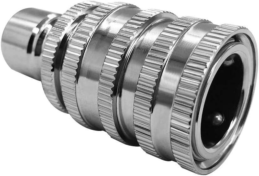 Stainless Garden Hose Quick Connect Fittings Water Hose Connectors 3/4 Inch GHT Disconnect Quick Release (Plating Brass&Nickel on Surface, Set of 2) - Image 2