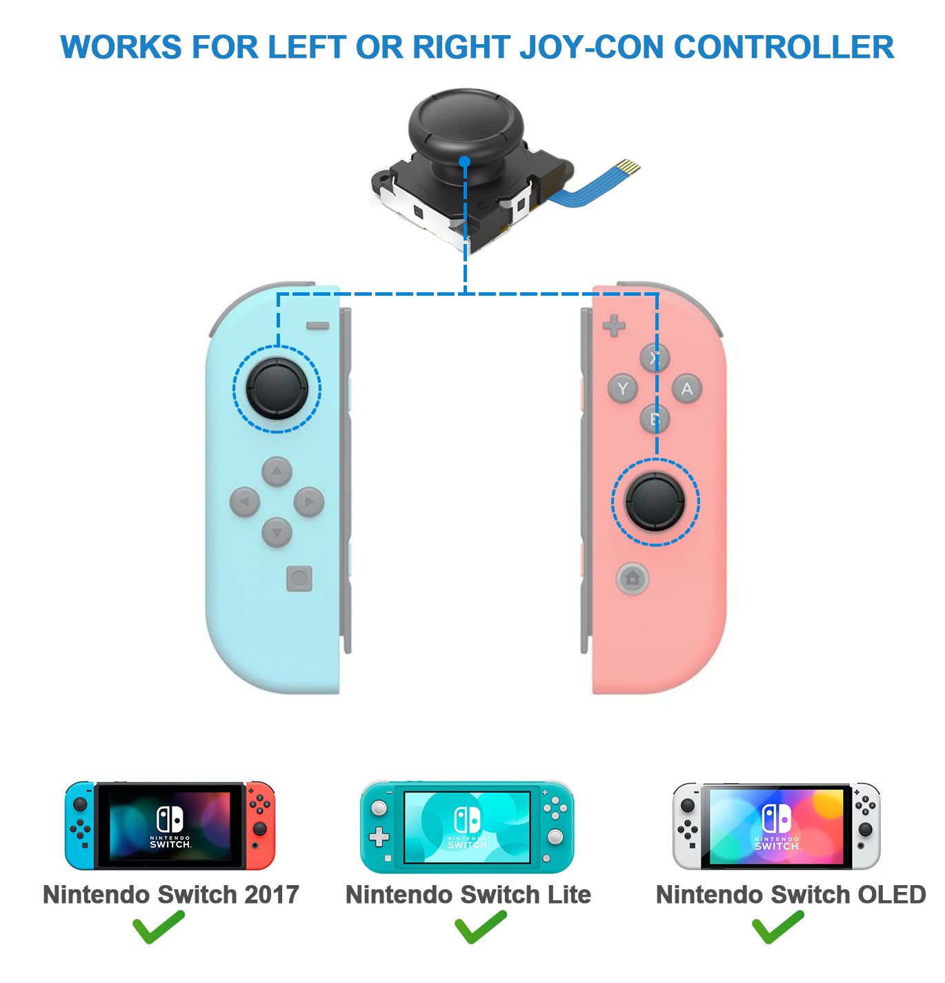 4-Pack Replacement Joycon Joystick Drift Fix Analog Thumb Stick for Nintendo Switch/Switch OLED/Nintendo Switch Lite Joy-Con Controller - Image 3