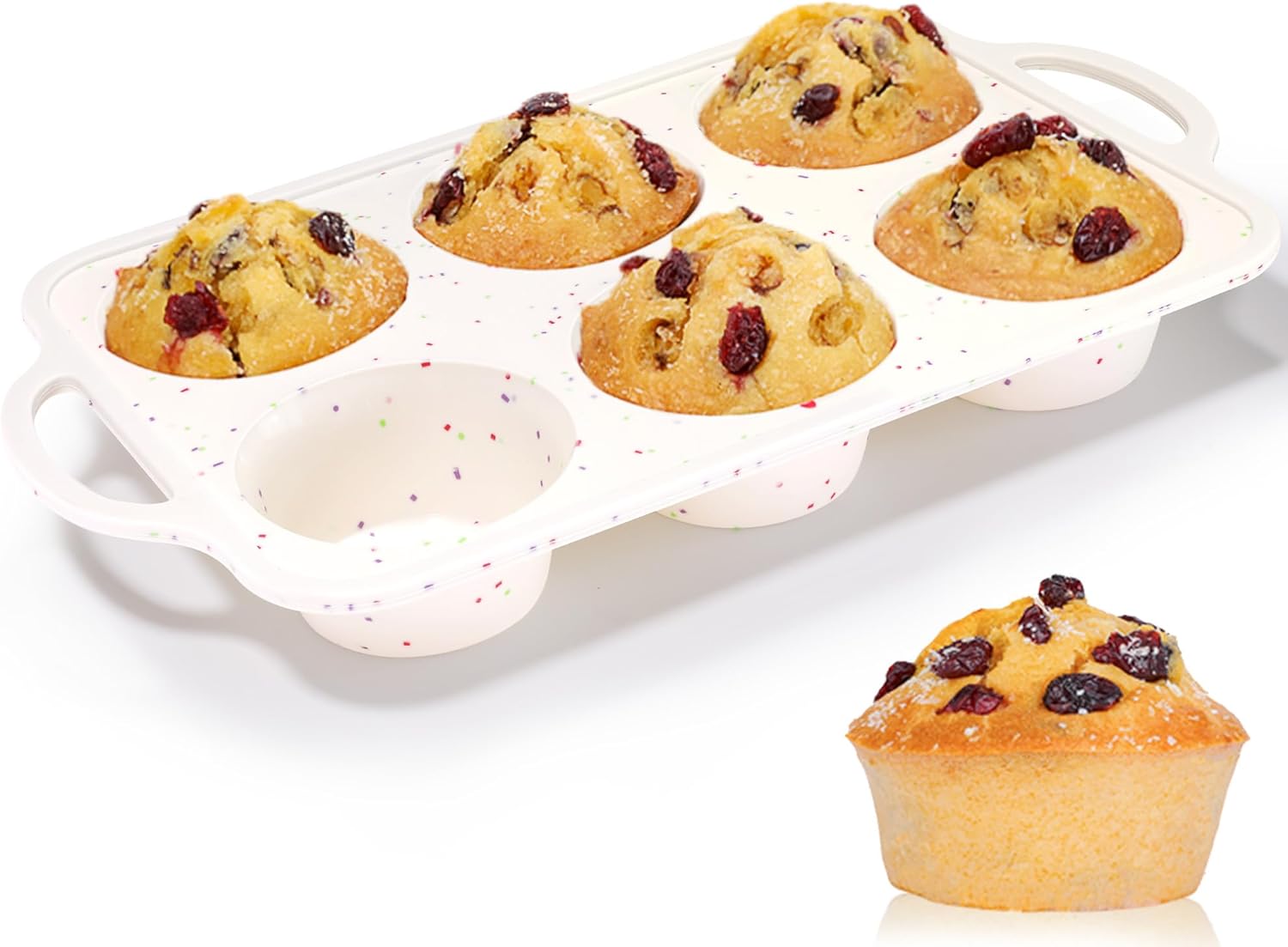 Silicone Regular Size Muffin Pan 12 Cups & Jumbo Muffin Pan with Metal Reinforced Frame - Image 2