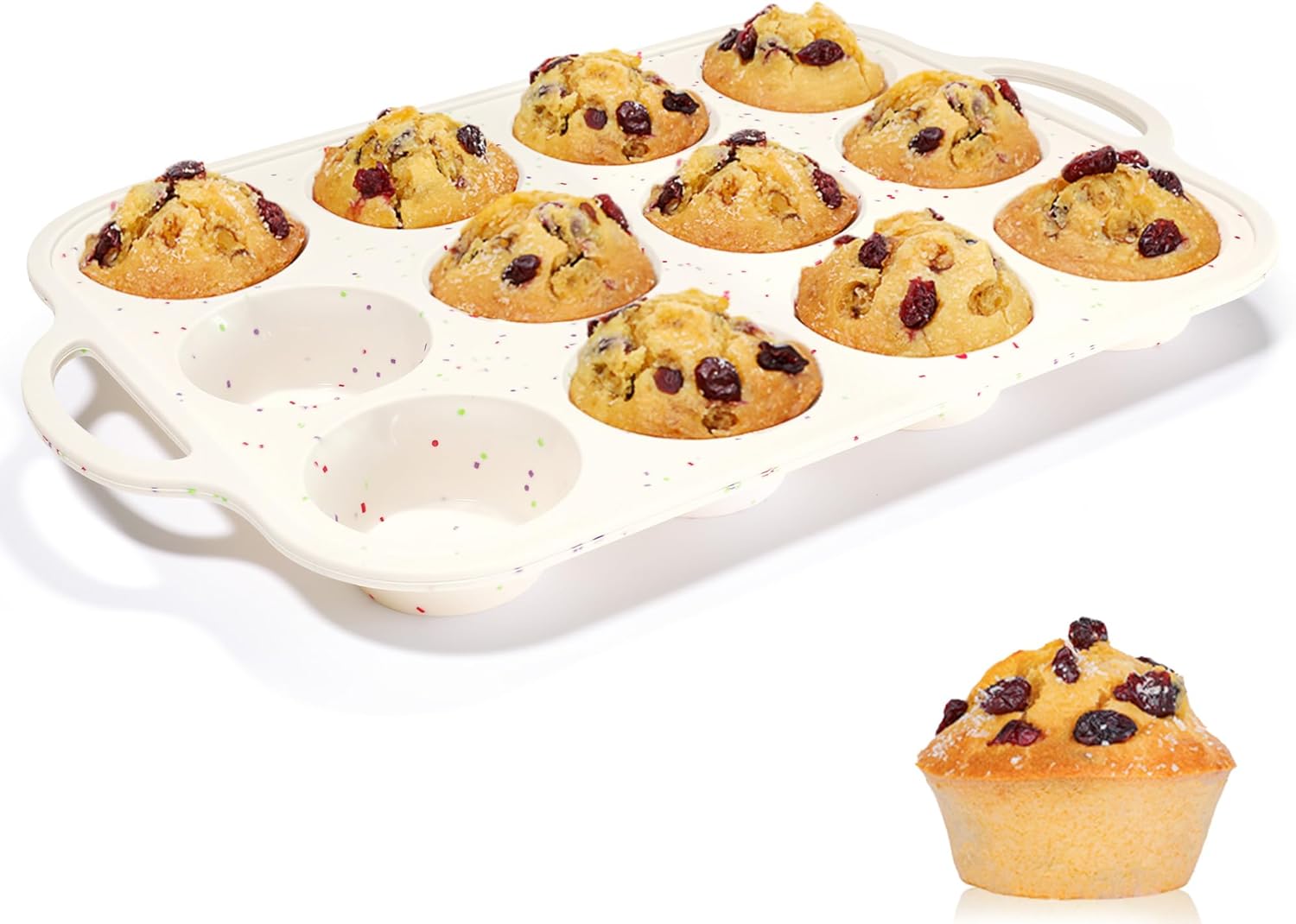 Silicone Regular Size Muffin Pan 12 Cups & Jumbo Muffin Pan with Metal Reinforced Frame - Image 3