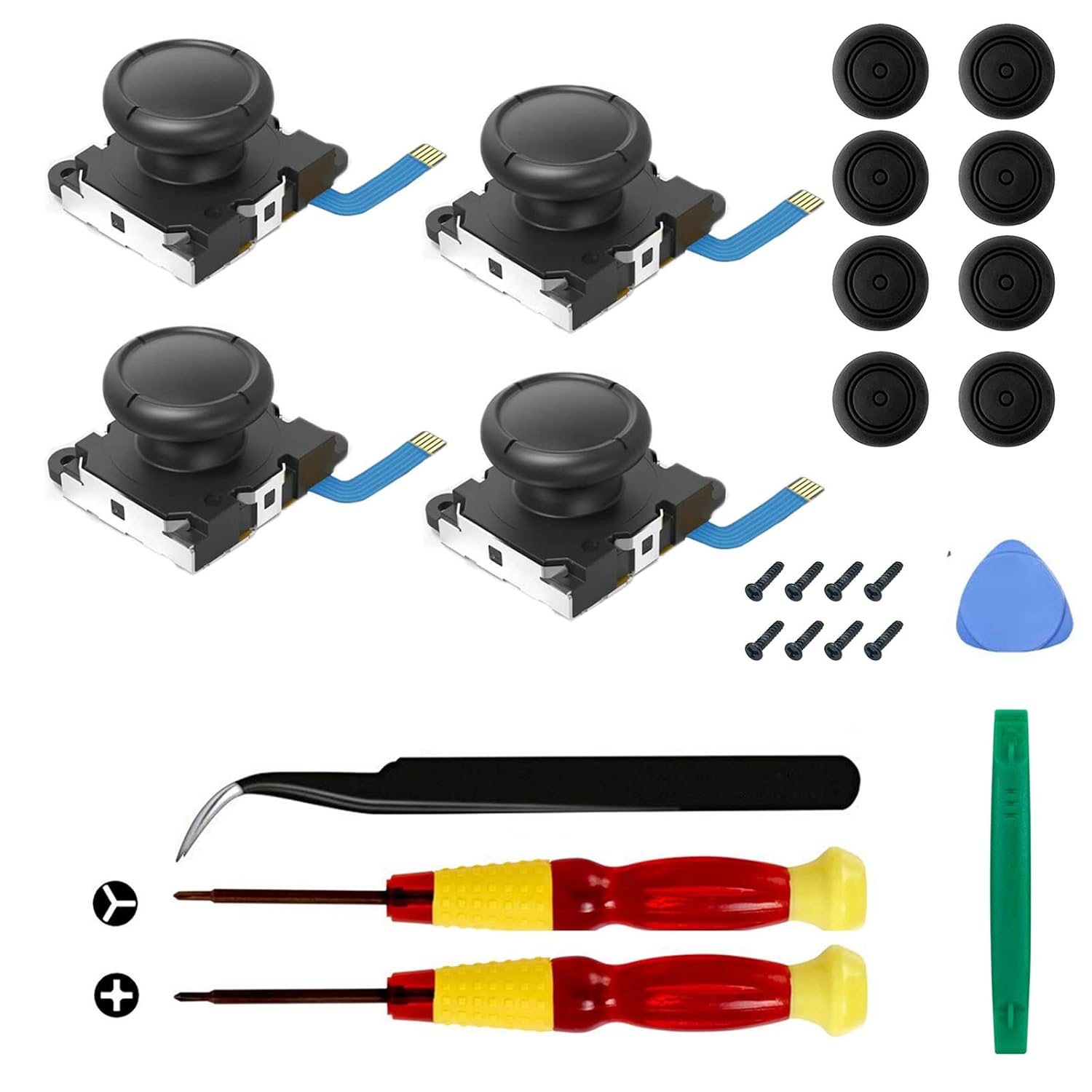 4-Pack Joycon Joystick Replacement Drift Fix for Nintendo Switch/Switch OLED Model/Switch Lite Joy-Con Controller - with Complete Repair Tools - Image 1