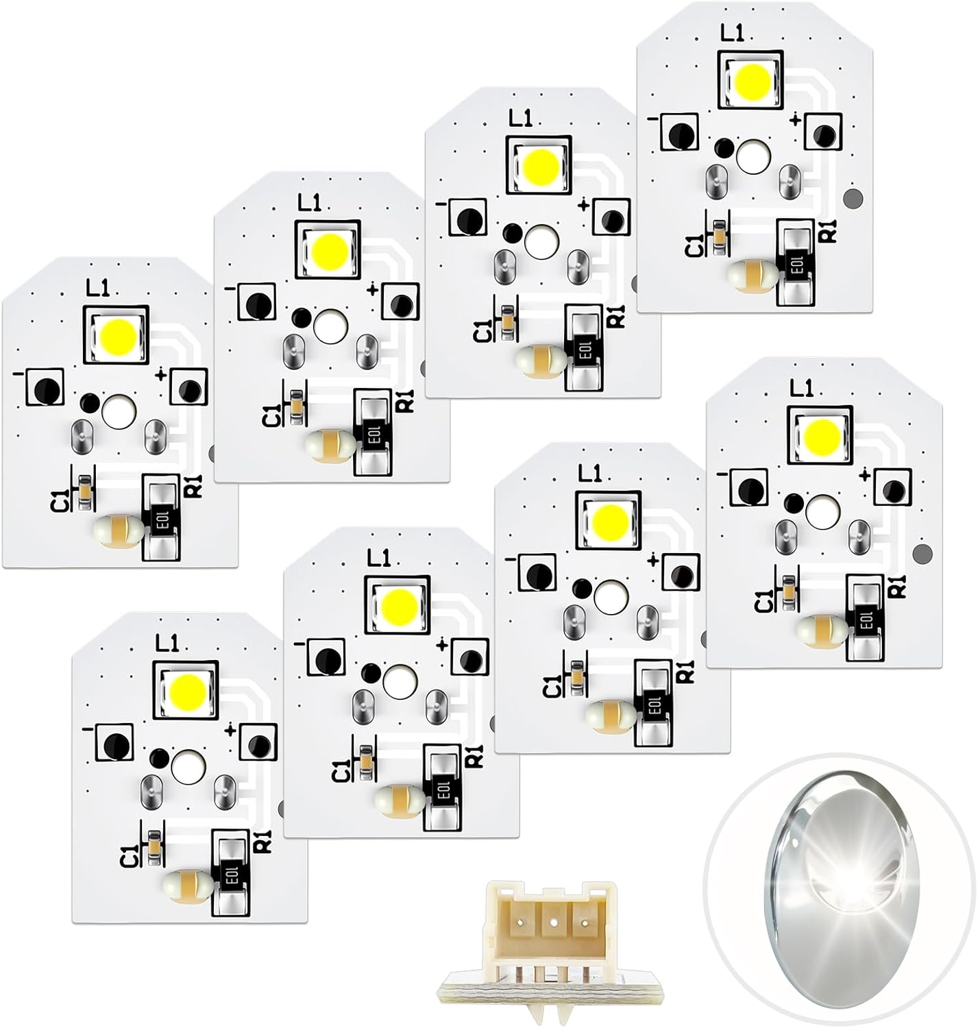 8Pcs WR55X11132 LED Light Replacement for Refrigerators | Waterproof | No Plastic Cover | Fits WR55X25754 WR55X26486 WR55X30602 EAP12172918 AP6261806 - Image 1