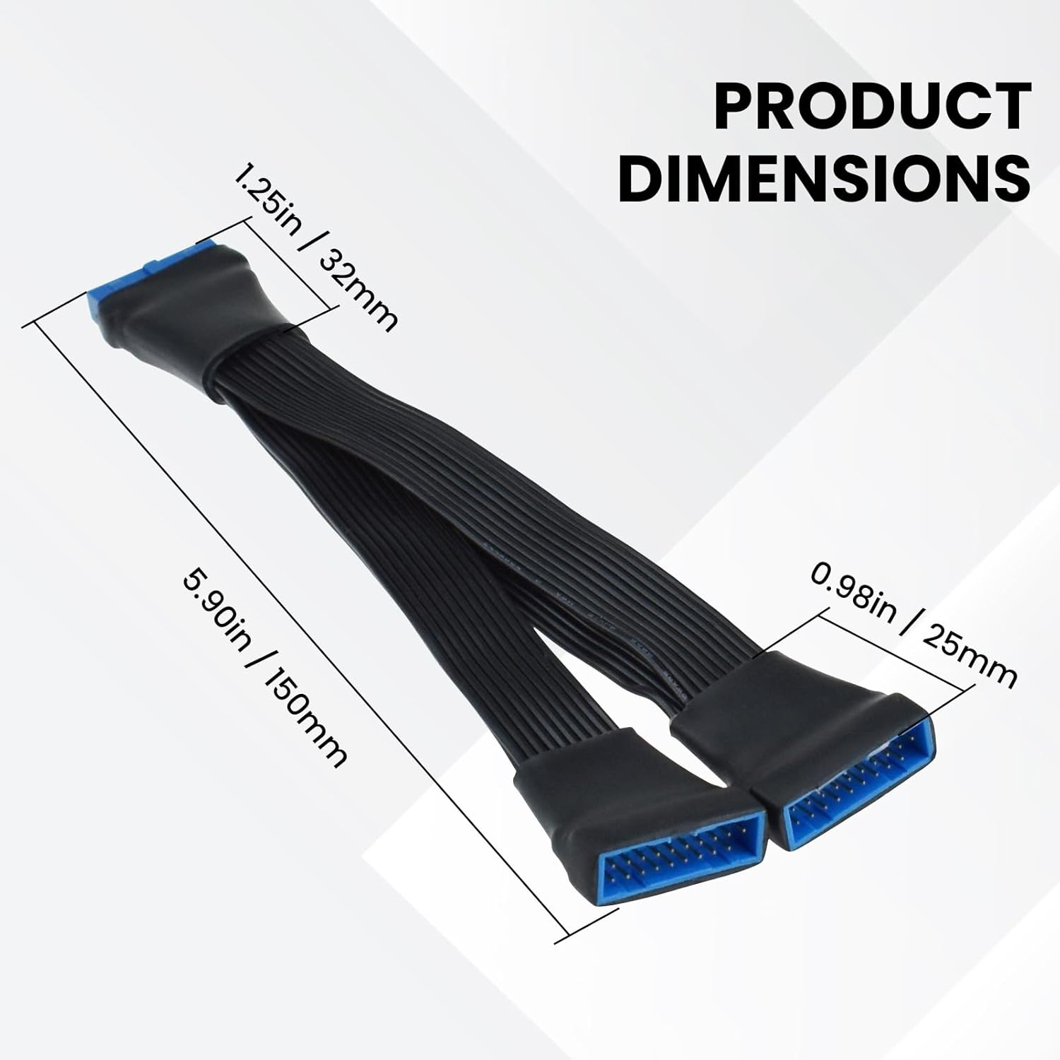 2Pcs USB 3.0 Header Splitter Extension Cable, 19/20 Pin 1 to 2 Y Internal Hub Splitter, Internal Adapter DIY-Cable for Motherboard (5.9 inch) - Image 2