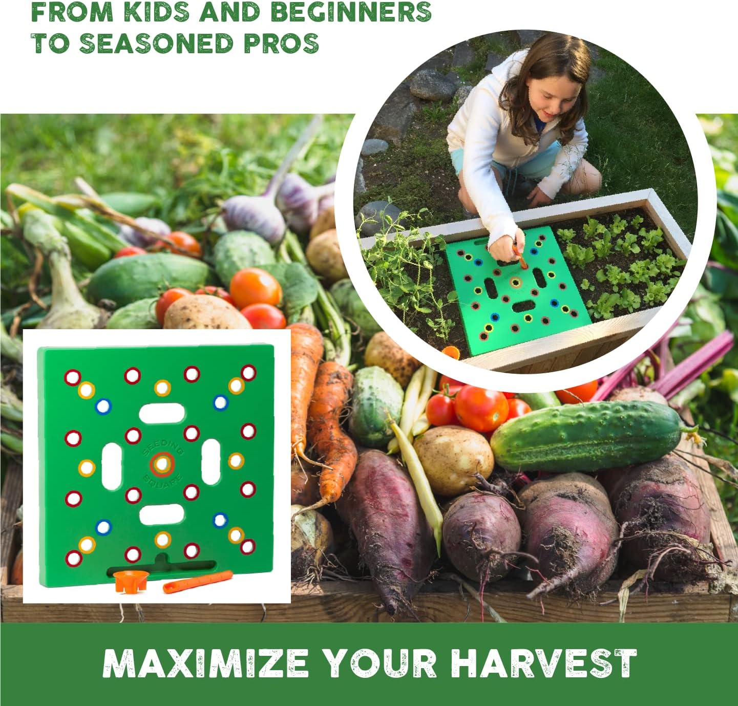 - Patented Seed and Seedling Spacer Tool for Bigger Harvests, Organized Plants & Fewer Weeds – Color-Coded Gardening Template with Dibber, Seed Spoon, Ruler & Planting Guide - Image 4