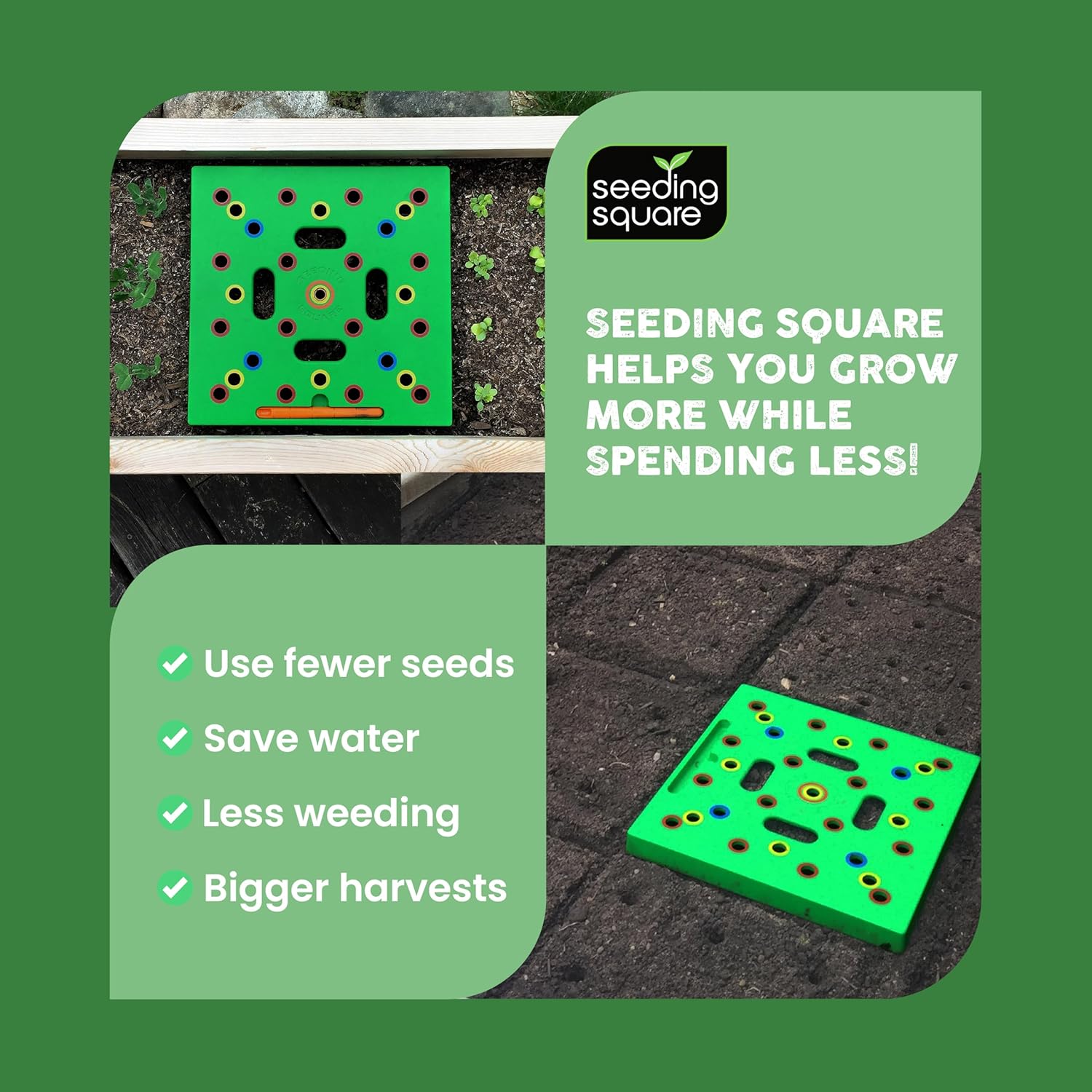 - Patented Seed and Seedling Spacer Tool for Bigger Harvests, Organized Plants & Fewer Weeds – Color-Coded Gardening Template with Dibber, Seed Spoon, Ruler & Planting Guide - Image 7