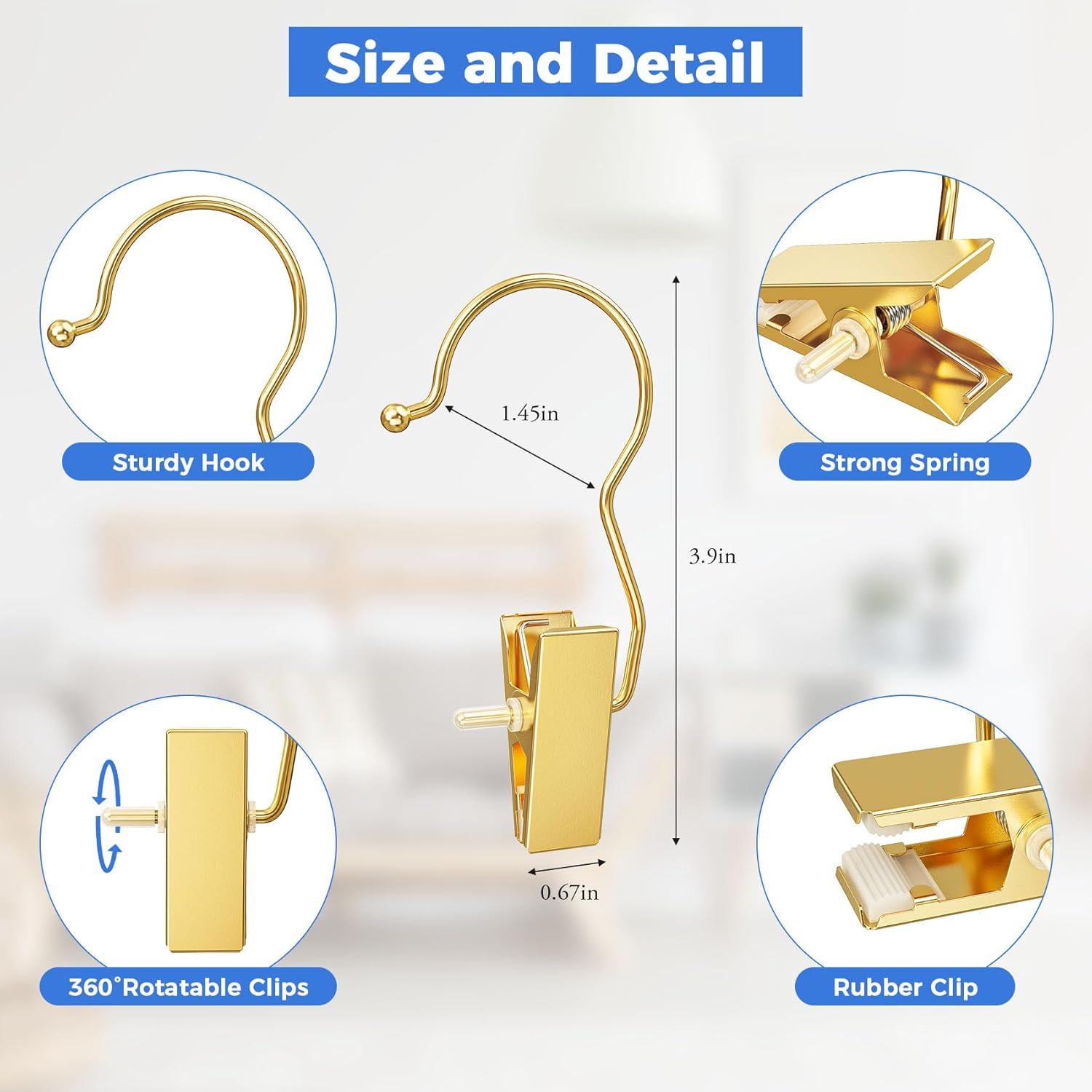 30 Pack Gold Boot Hangers for Closet, Pants Hangers with Clips Portable Travel Hanger Space Saving, Boot Clip Hooks for Hanging Clothes Pins Leggings Hangers Laundry Towels Hat Bra Socks Jean - Image 2
