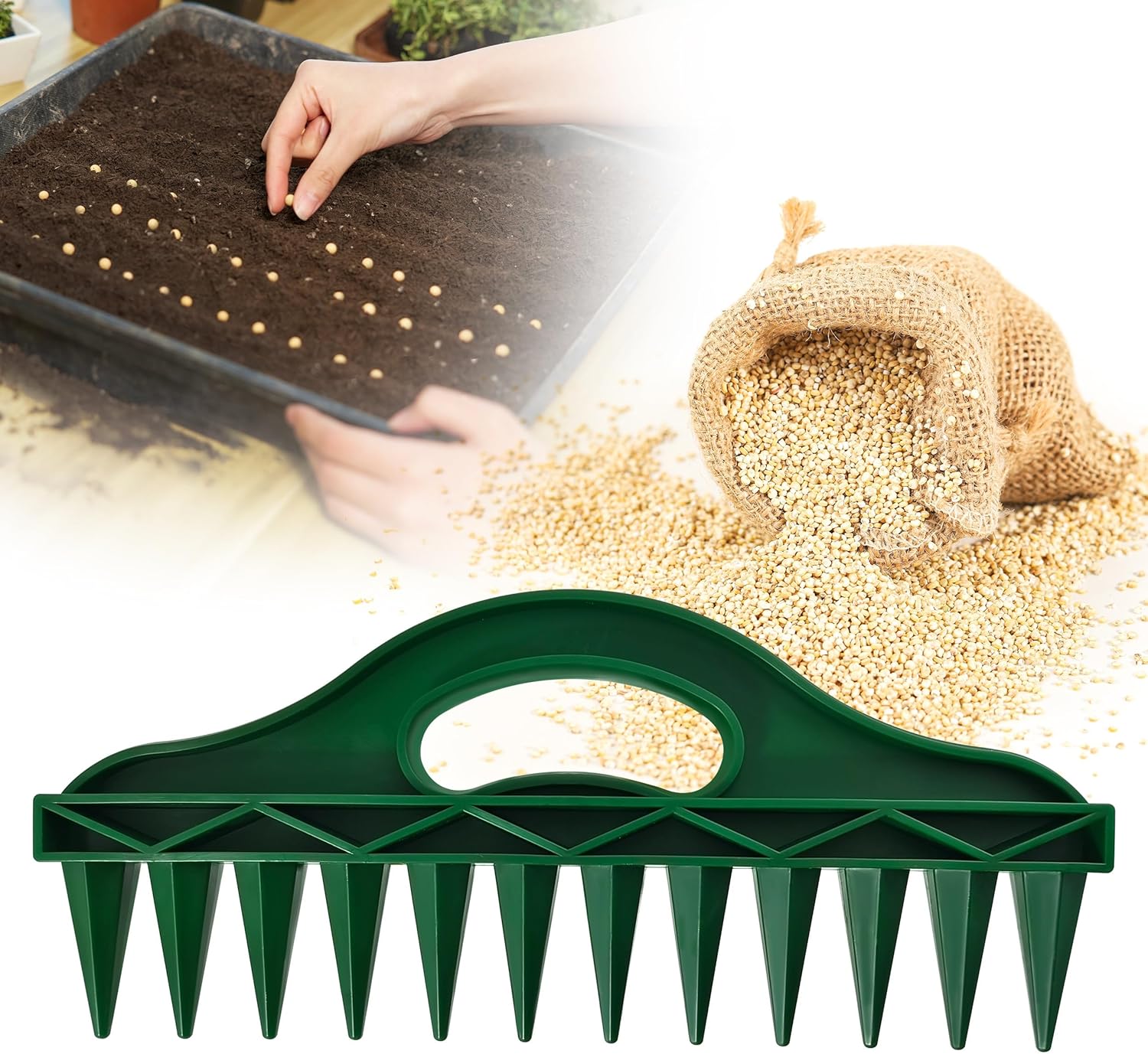 The Row Seeder by  – Handheld Garden Tool for Precise Seed & Seedling Spacing in Rows & Seed Trays – for Vegetables, Flowers & Herbs. Durable & Ergonomic - Image 1